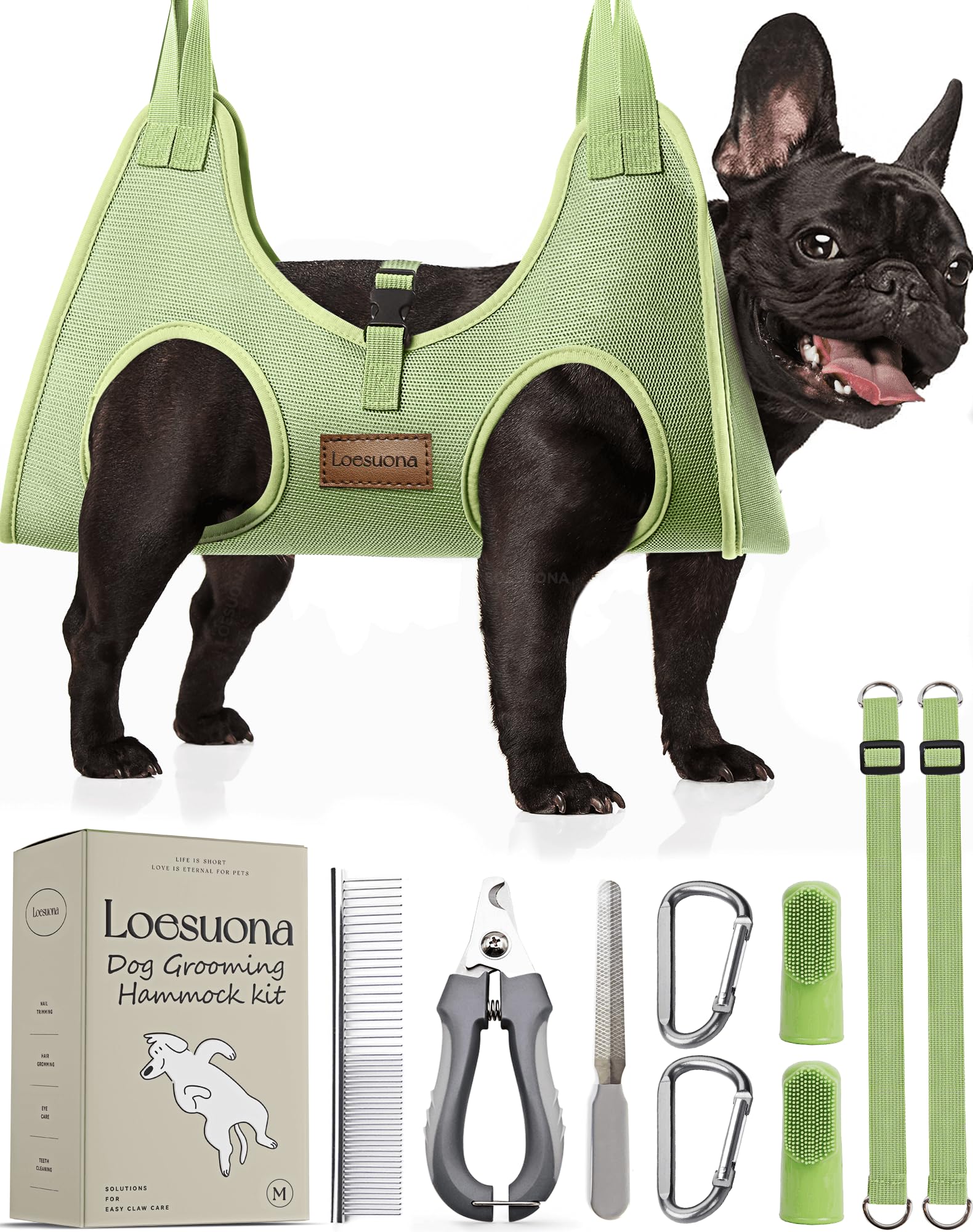Premium Dog Grooming Hammock - Adjustable Pet Sling for Safe Nail Trimming & Grooming Small Dogs & Cats | Includes Nail Clippers | Perfect for Home Grooming & Vet Visits