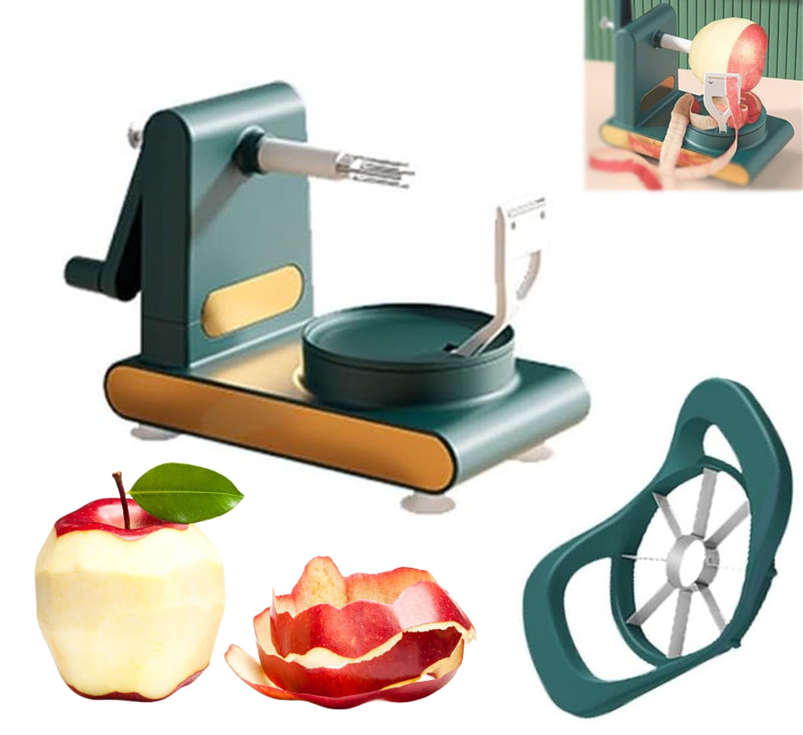 2-Pack Multi-Fruit Peeler & Divider Set - Stainless Steel Vegetable Peeler for Potatoes, Apples, Pears - Kitchen Gadget for Easy Peeling & Slicing - Perfect for Meal Prep, Baking & Fruit Salads (Dark Green)