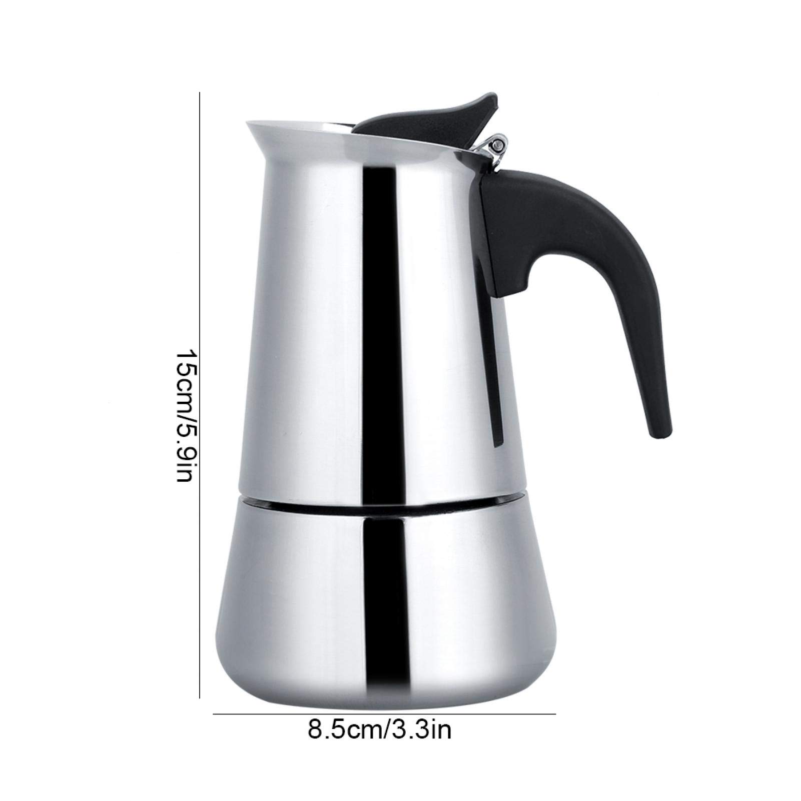 Premium Stainless Steel Moka Pot Espresso Maker - Stovetop & Electric Coffee Maker for Rich Italian Coffee | Perfect for Home, Office, Camping & Travel | Durable Portable Espresso Machine