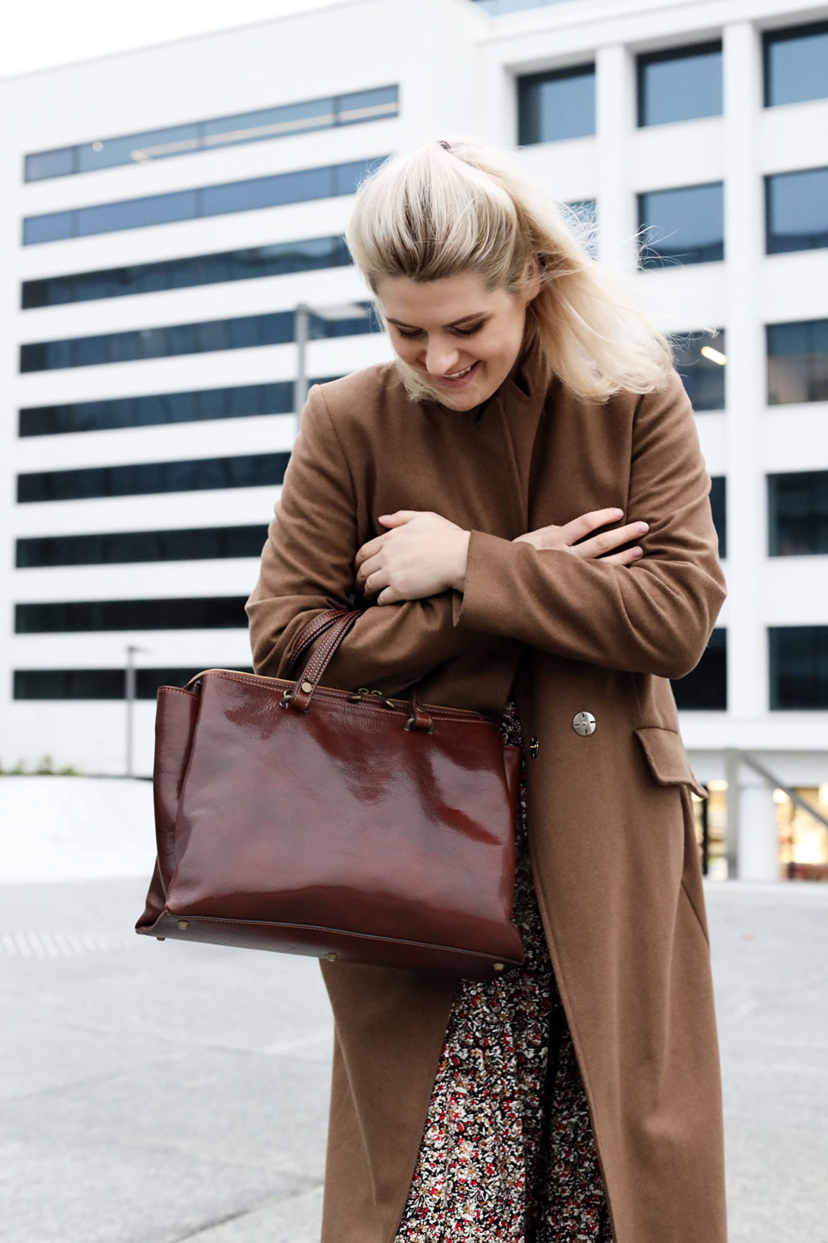 Premium Italian Handmade Leather Handbag for Women - Timeless Cowhide Top Handle Purse - Elegant Ladies Shopper Bag for Work, Travel & Everyday Use