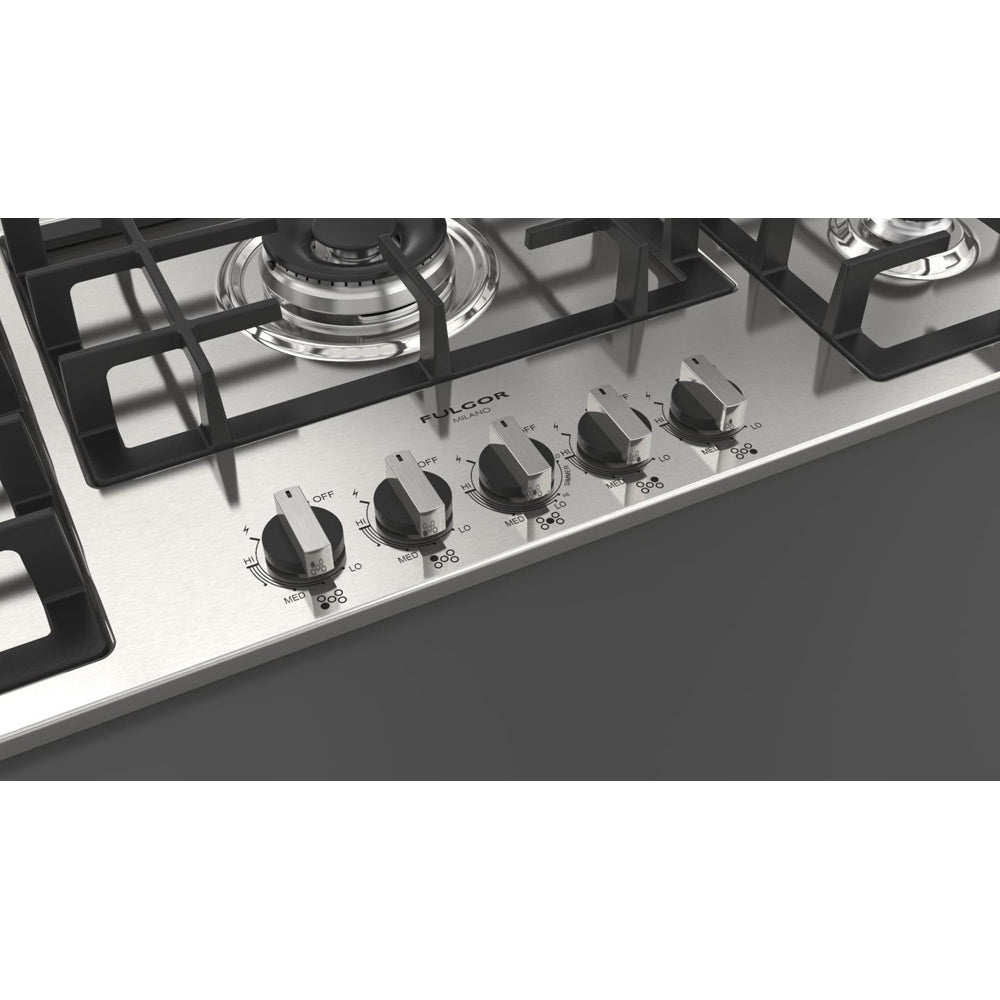 Fulgor Milano 36 Inch 5-Burner Gas Cooktop - 400 Series Stainless Steel (F4GK36S1) | Professional Grade for Home Kitchens & Gourmet Cooking