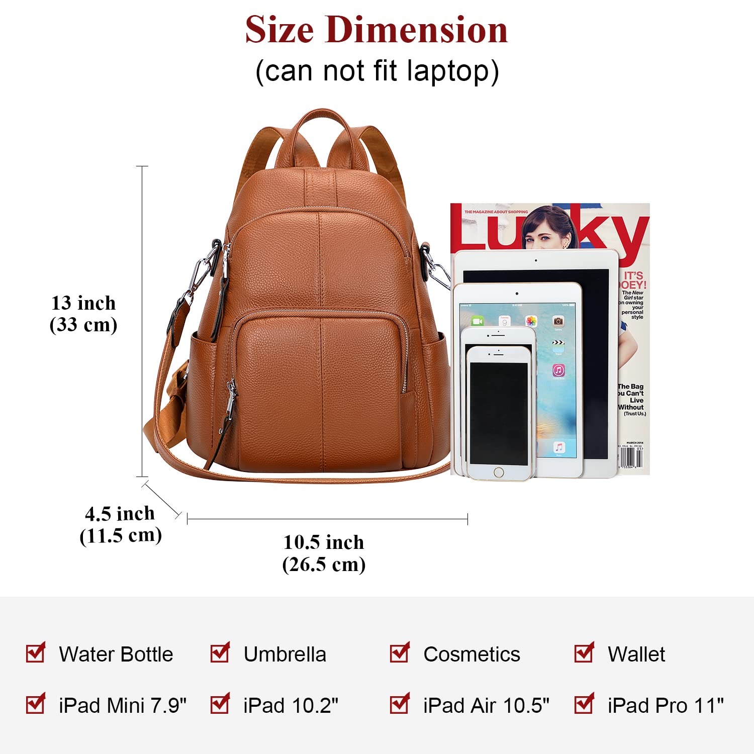 ALTOSY Women's Soft Leather Backpack Purse - Stylish Versatile Shoulder Bag for Work, Travel & Everyday Use