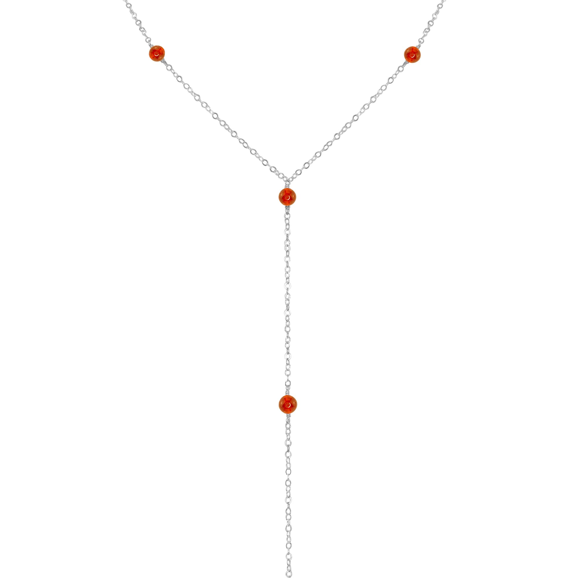 Luna Tide Carnelian Dainty Y Necklace in Sterling Silver - Elegant Gemstone Jewelry for Women, Perfect for Everyday Wear, Date Nights & Special Occasions