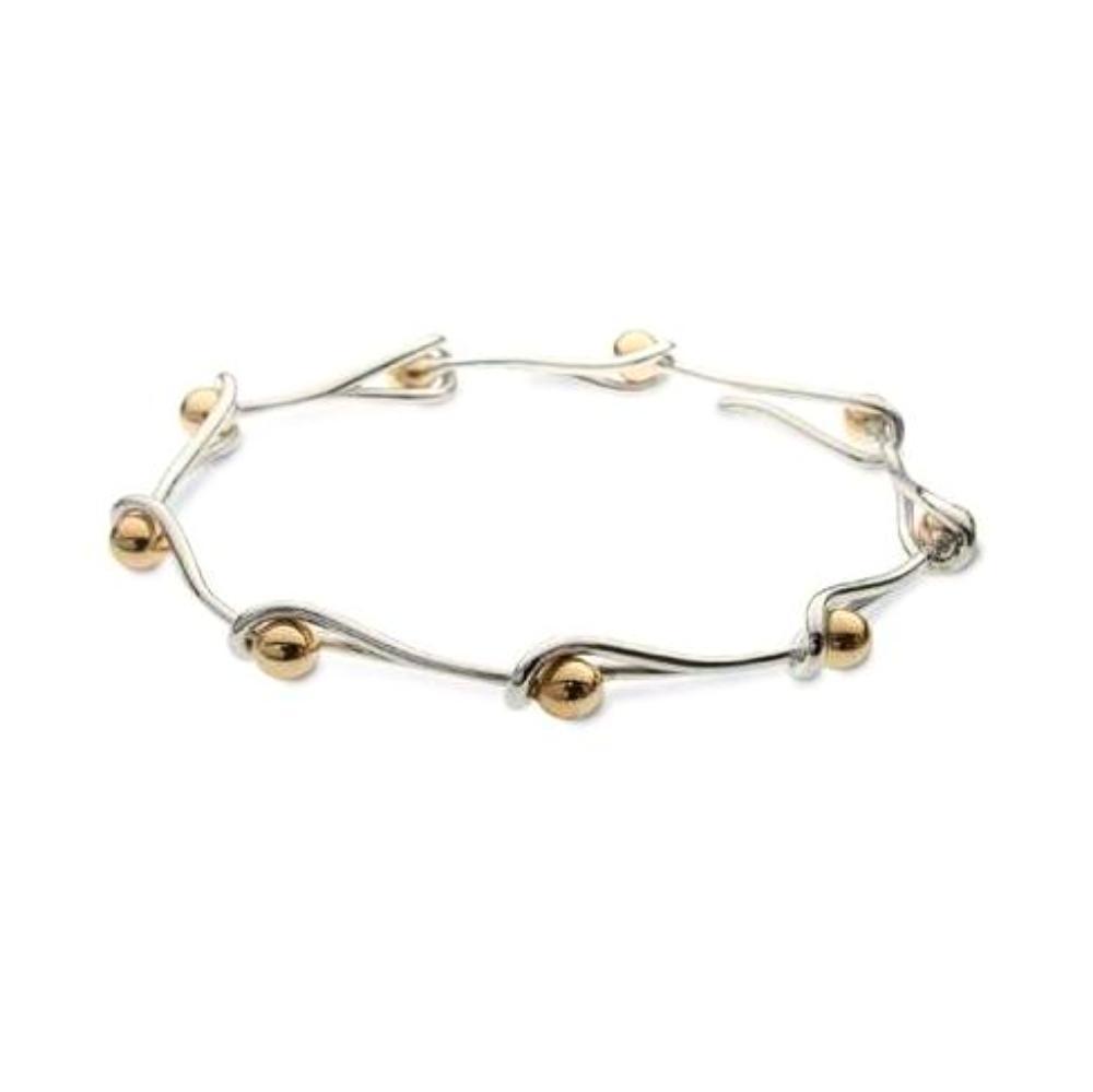 Sterling Silver & 9ct Gold Interlink Bracelet for Women - Elegant Layered Jewelry for Everyday Wear & Special Occasions