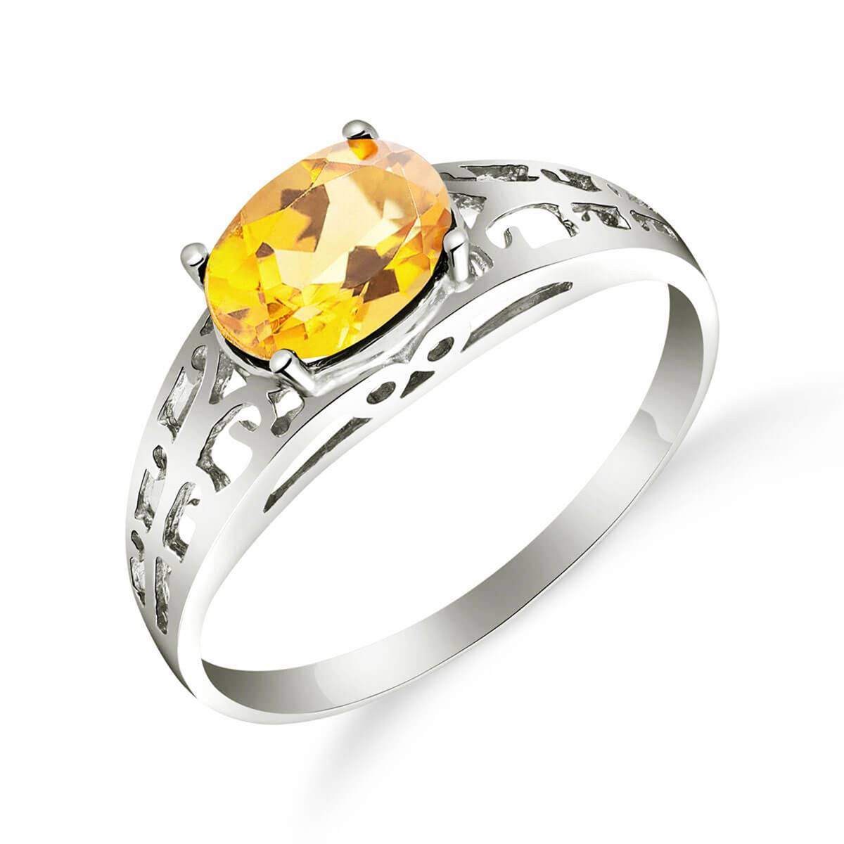 1.15 Carat 14K Solid White Gold Filigree Ring with Natural Citrine Gemstone - Elegant Jewelry for Women, Perfect for Weddings, Anniversaries & Special Occasions