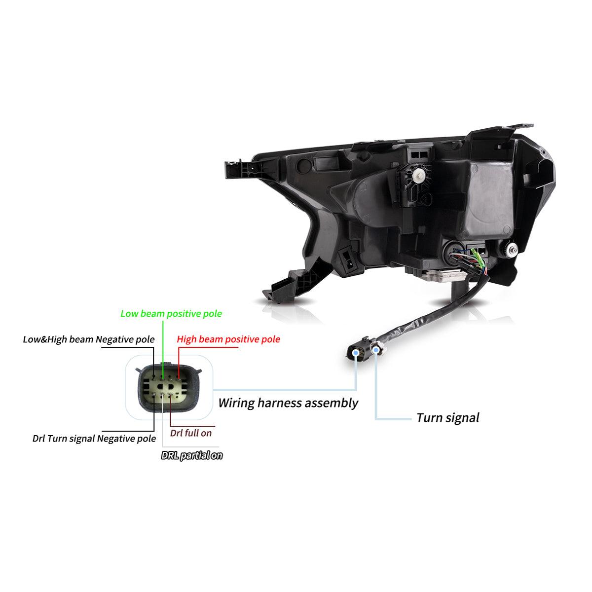 2015-2022 Ford Ranger 3rd Gen LED Headlight Assembly with Reflection Bowl - P375 Replacement - High Brightness for Night Driving & Off-Road Adventures