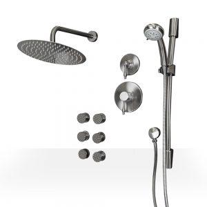 Premium Custom Shower Set - 8-Piece Luxury Bathroom Accessories with Adjustable Rainfall Showerhead, Brushed Nickel Finish - Perfect for Spa-Like Experience at Home, Hotel Style Upgrade, Wedding Gift Idea