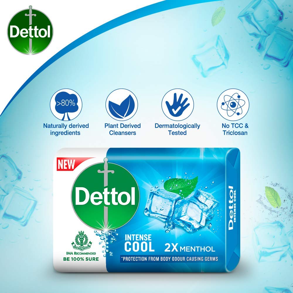 Dettol Cool Refreshing Soap Bar, 42g - Antibacterial Hand Wash for Daily Hygiene & Germ Protection at Home, Gym, or Travel