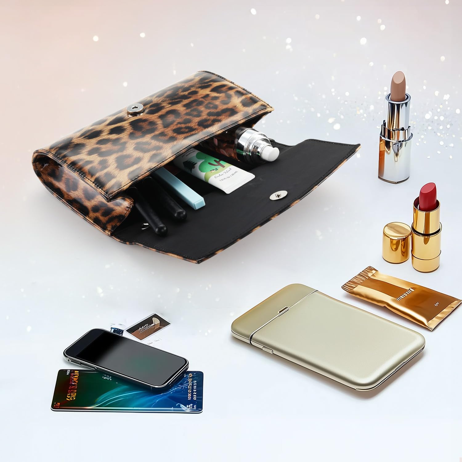 WALLYN'S Women's Patent Leather Wallet - Fashion Clutch Purse & Evening Handbag - Solid Color Crossbody Bag for Parties, Dinner Dates & Special Occasions