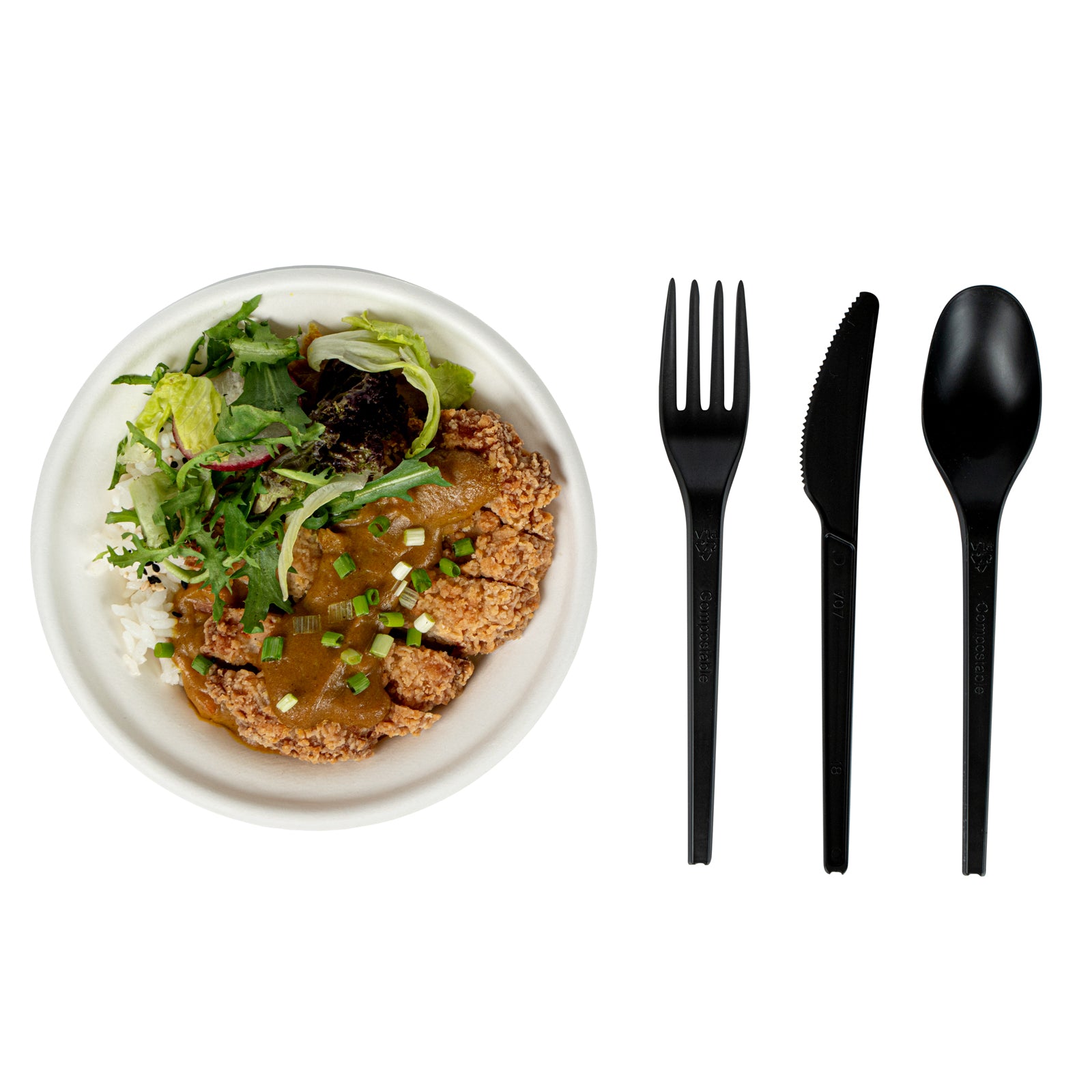 Eco-Friendly Black CPLA Plastic Cutlery Set - 290 Count, Heat Resistant & Compostable Cutlery (6.5 Inches) - Perfect for Parties, Picnics, Catering & Sustainable Dining