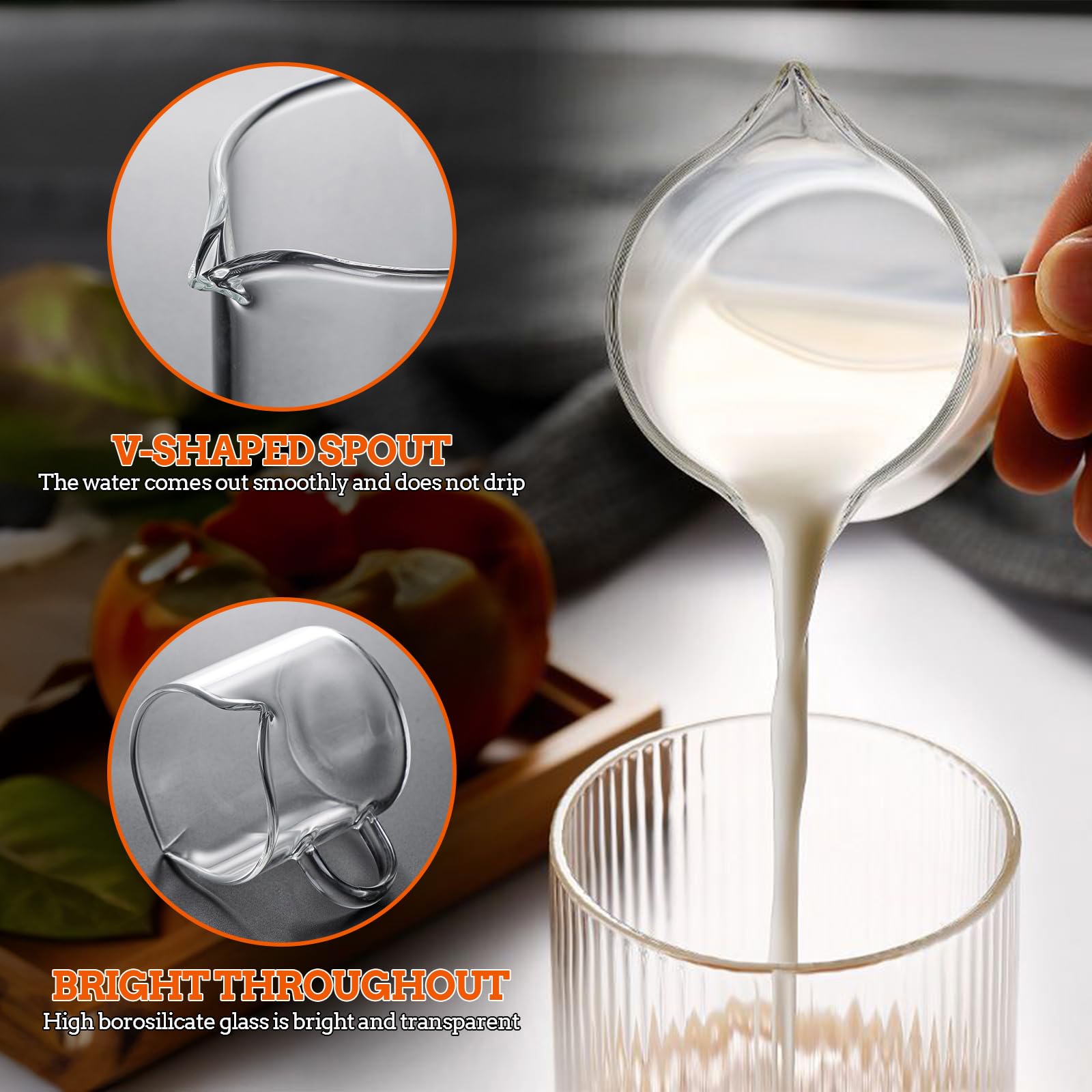 1pc 4OZ Espresso Shot Glass with Handle - Double Spout Coffee Cup for Espresso & Mini Milk - Durable Glass Coffee Accessories - Perfect for Home Barista, Coffee Shops & Gifts