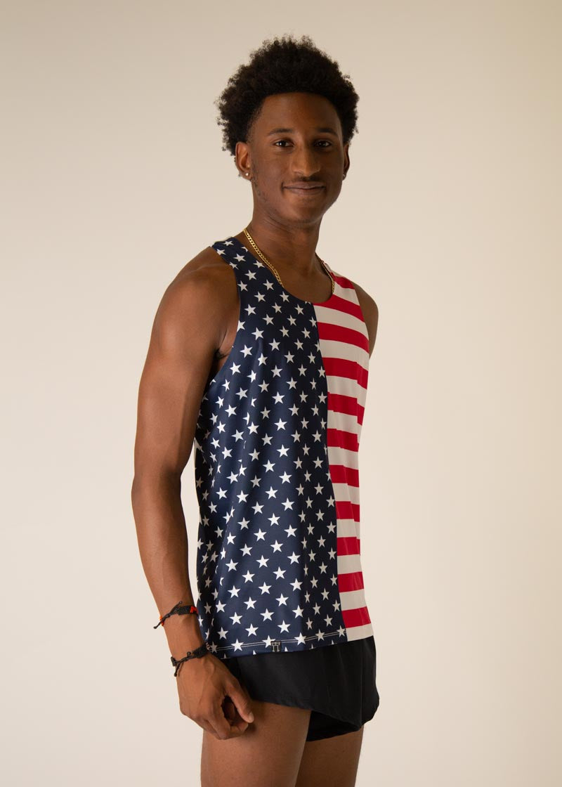 USA Men's Performance Singlet - Breathable & Moisture-Wicking Workout Top for Running, Gym & CrossFit Training