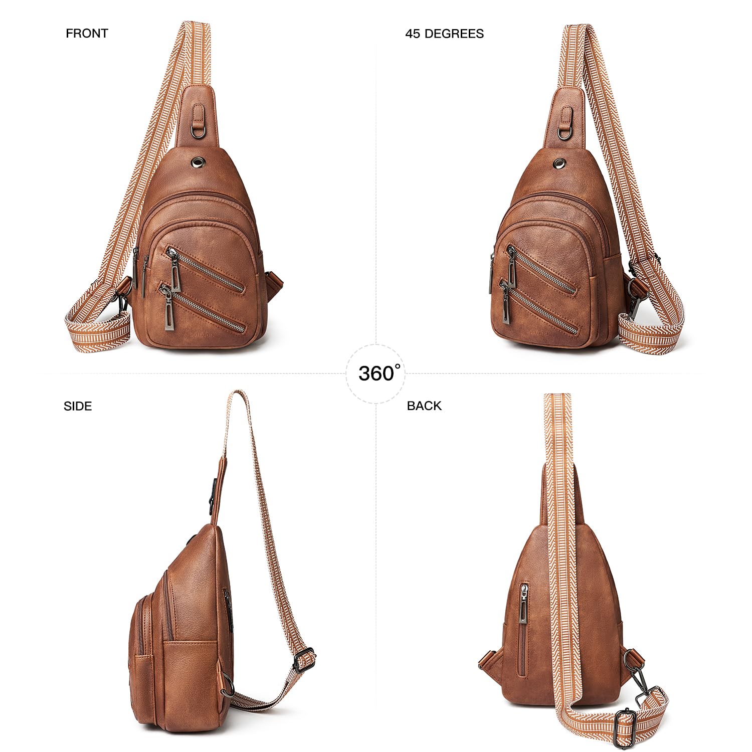 7L Sling Bag for Women & Men - Crossbody Shoulder Tote Belt Bag, Faux Leather Backpack Fanny Pack - Perfect for Travel, Hiking, Gym & Daily Use