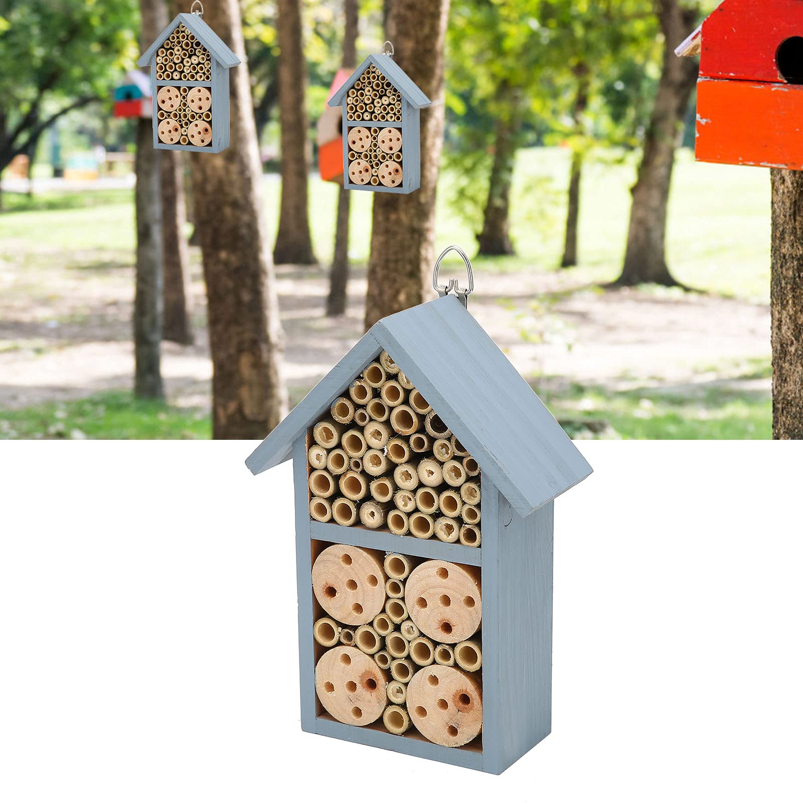 Waterproof Bee House for Garden - Natural Wooden Bee Hotel Attracts Butterflies & Pollinators | Perfect for Outdoor Gardens, Backyards & Eco-Friendly Landscaping