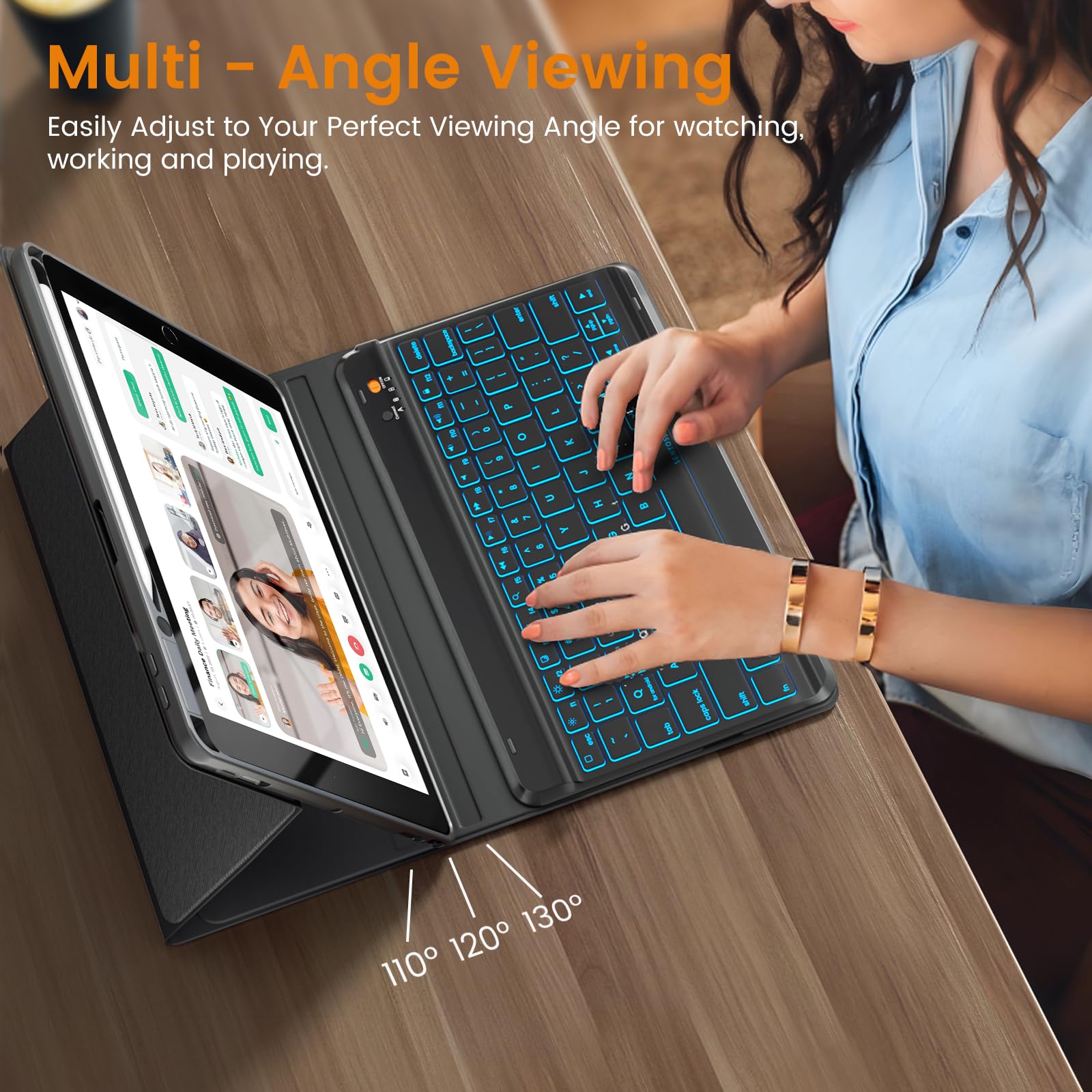 OYEEICE iPad 9th Generation Case with Backlit Keyboard - 10.2