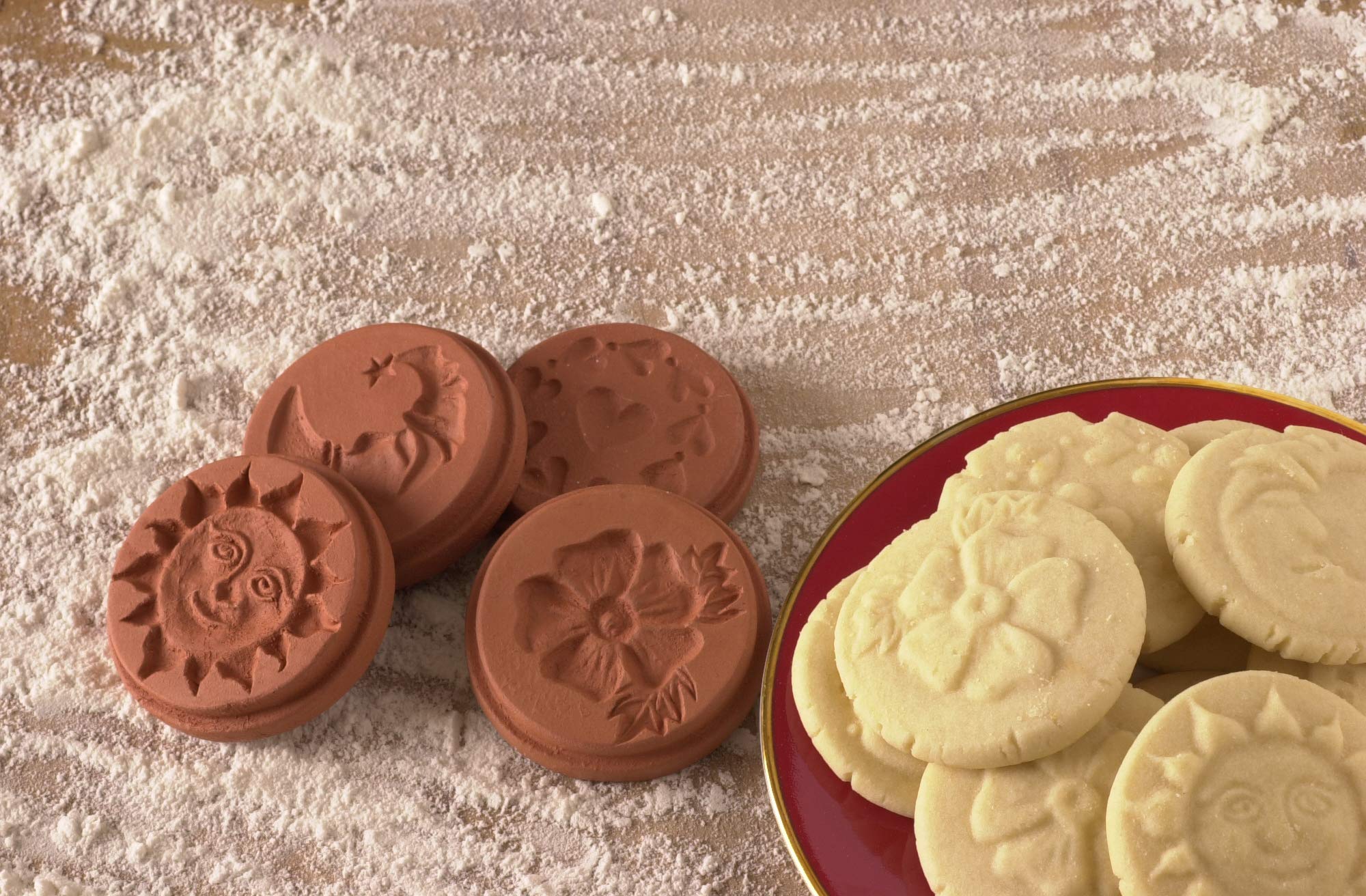 Handmade Terra Cotta Cookie Stamps Set - 3 Piece Nature Design for Baking, DIY Cookies & Holiday Decor | Perfect for Christmas, Thanksgiving & Home Baking Gifts