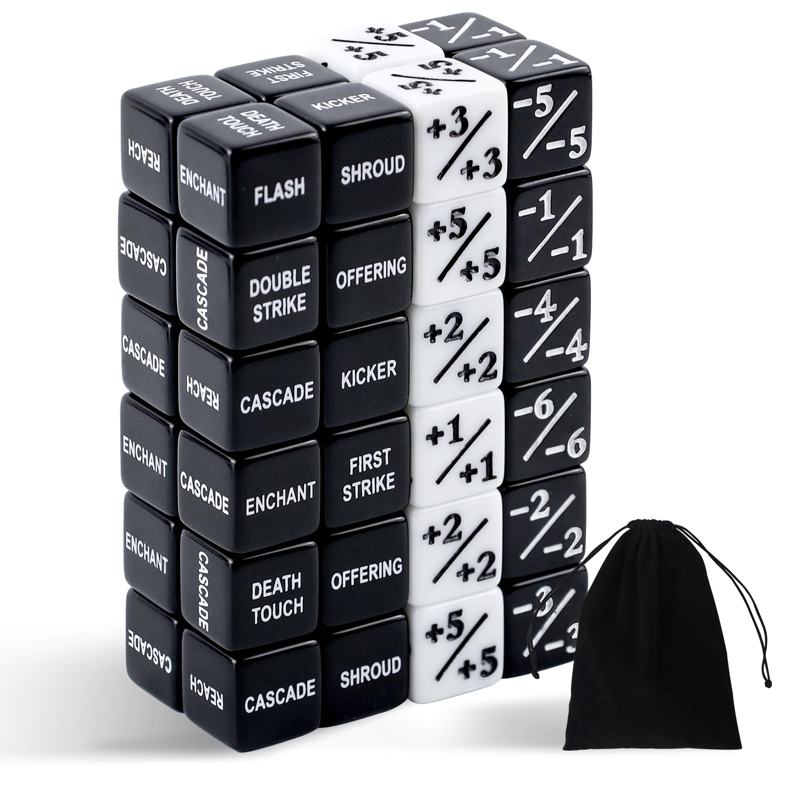 48-Piece MTG Dice Counters Set - 1/+1 Life Counters, Ability Keywords & Creature Stat Buff Tokens for Magic: The Gathering, TCG & Card Games - Perfect for Game Nights & Tournaments
