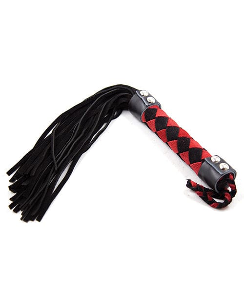 Premium Plesur 15-Inch Genuine Leather Flogger - Black & Red BDSM Toy for Sensual Play, Spanking, and Role-Playing Scenes (Perfect for Couples, Beginners, and BDSM Enthusiasts)