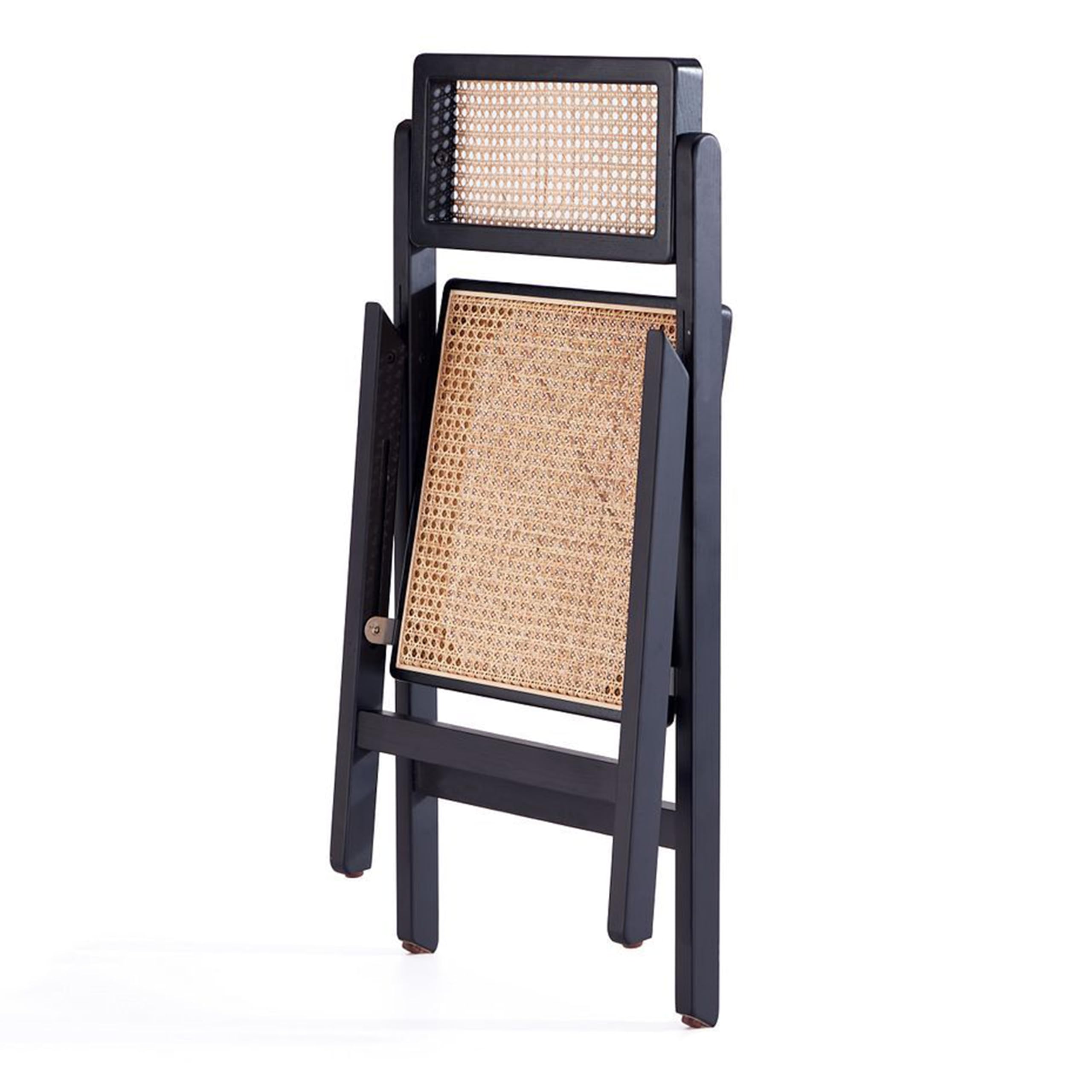 Manhattan Comfort Pullman Folding Rattan Wicker Cane Side Outdoor Dining Chair - Set of 2 in Black/Natural - Perfect for Dining Room, Patio, Restaurant, Bistro, Cafe and Pub - Ideal for Small Spaces, Outdoor Entertaining & Compact Seating Solutions