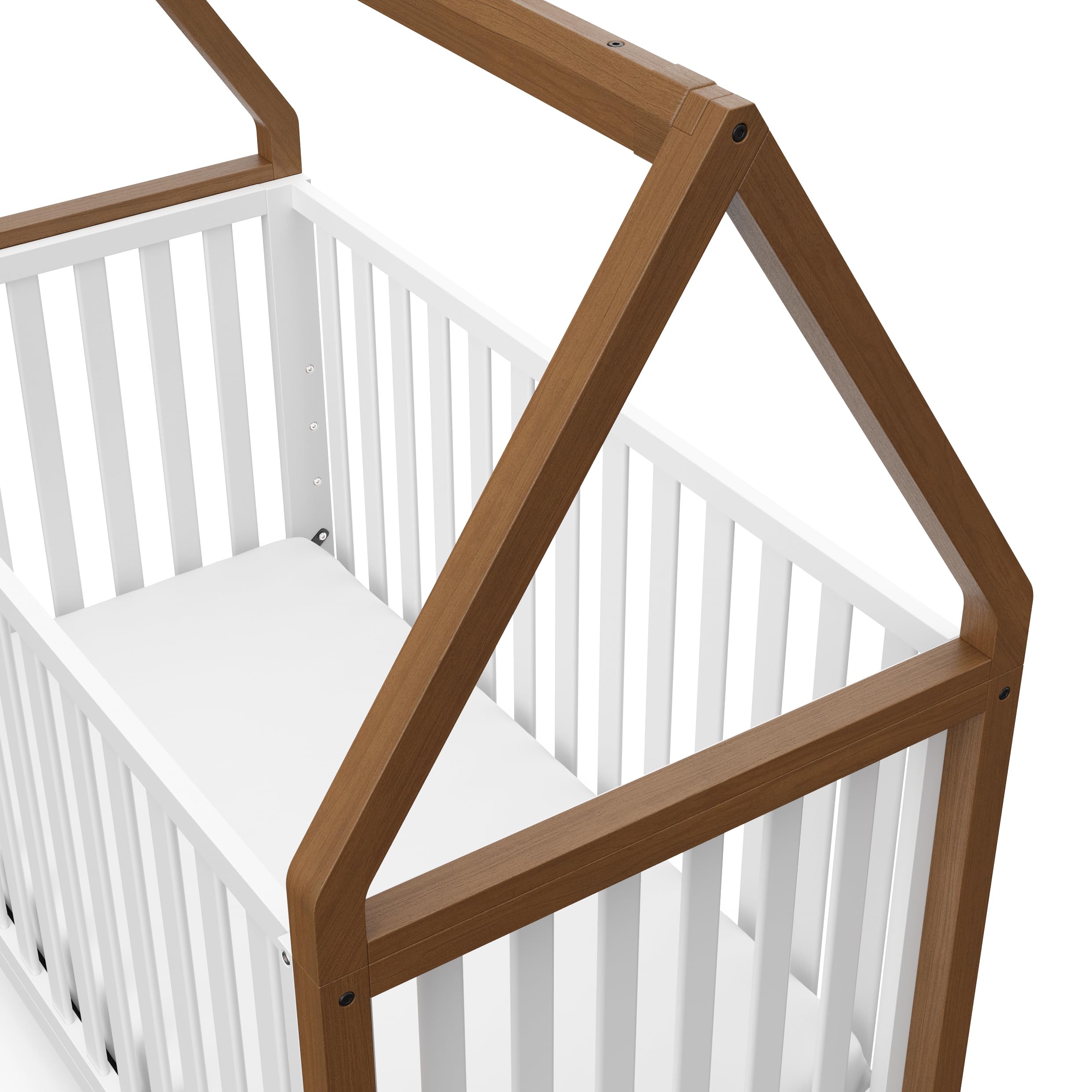 Storkcraft Orchard 6-in-1 Convertible Crib - GREENGUARD Gold Certified, Toddler to Full Bed, Playhouse & Daybed - Hazelnut & White Finish - Fits Standard Crib Mattress - Perfect for Nursery, Kids Room & Guest Bedroom