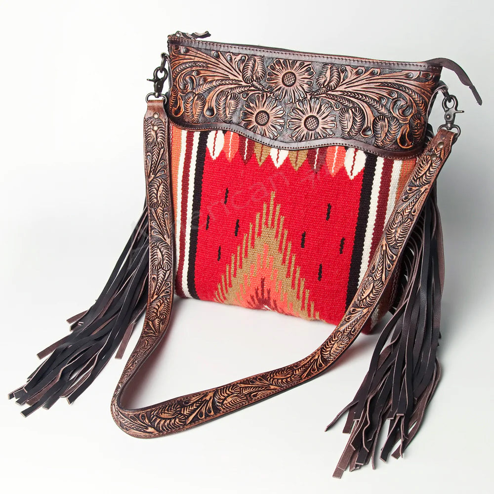 American Darling Conceal Carry Red Blanket Floral Tooled Bag - Stylish & Functional Concealed Carry Purse for Women, Perfect for Everyday Use, Travel & Outdoor Activities