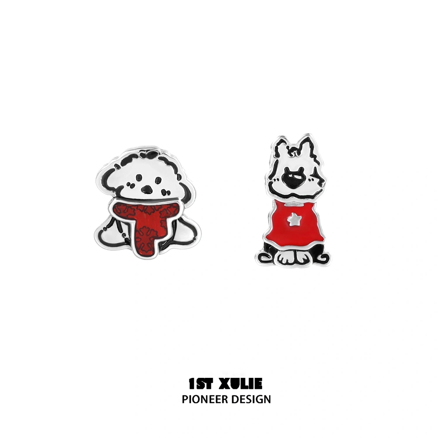 2024 Christmas Graffiti Puppy Sterling Silver Stud Earrings - S925 Hypoallergenic Jewelry Gift for Women - Perfect for Holiday Parties, Gift Exchanges & Festive Outfits