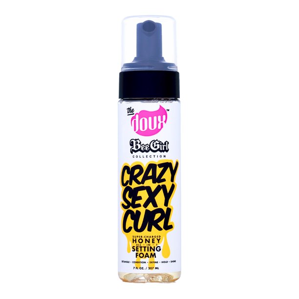 The Doux Bee Girl Collection Crazy Sexy Curl Setting Foam - Natural Curl Defining Foam for All Hair Types, Perfect for Daily Styling & Voluminous Curls