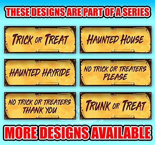 Haunted House Halloween Banner - 13 oz Heavy-Duty Vinyl with Metal Grommets - Single-Sided Spooky Decoration for Parties, Haunted Houses & Outdoor Decor