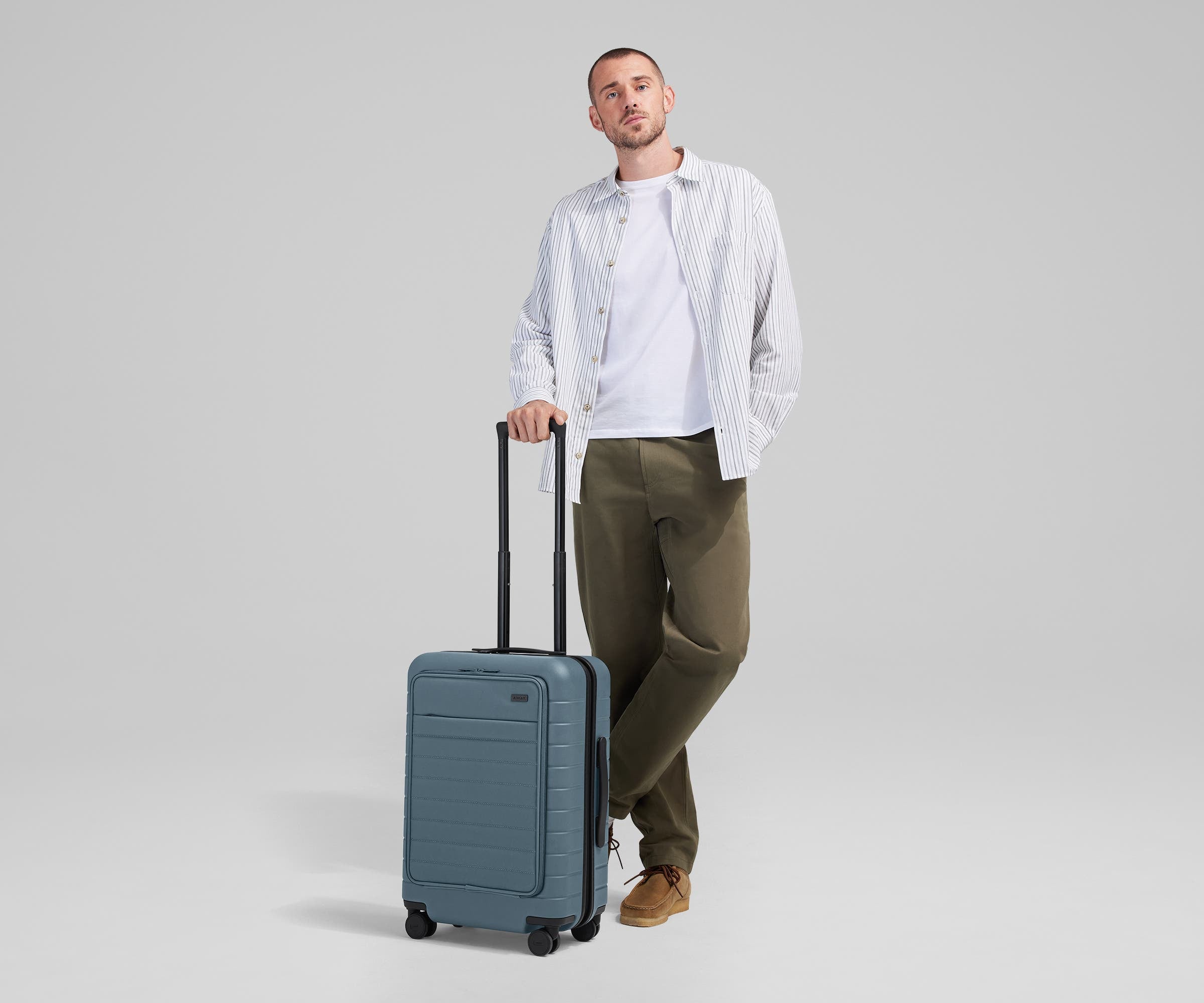 Executive Bigger Carry On Luggage in Coast Blue - Perfect for Business Travel & Weekend Getaways