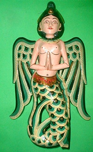 Flying Sita Mermaid Dewi Statue - Large Size, Vibrant Green, Red or Blue - Perfect for Home Decor, Garden Ornament, and Gift Giving
