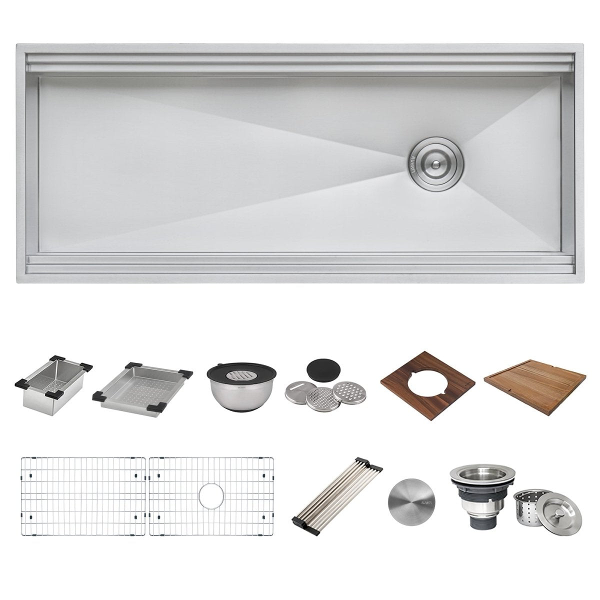 45 Inch Undermount Kitchen Sink - 16 Gauge Stainless Steel Two Tiered Workstation Sink with Ledge - Perfect for Commercial Kitchens & Home Renovations