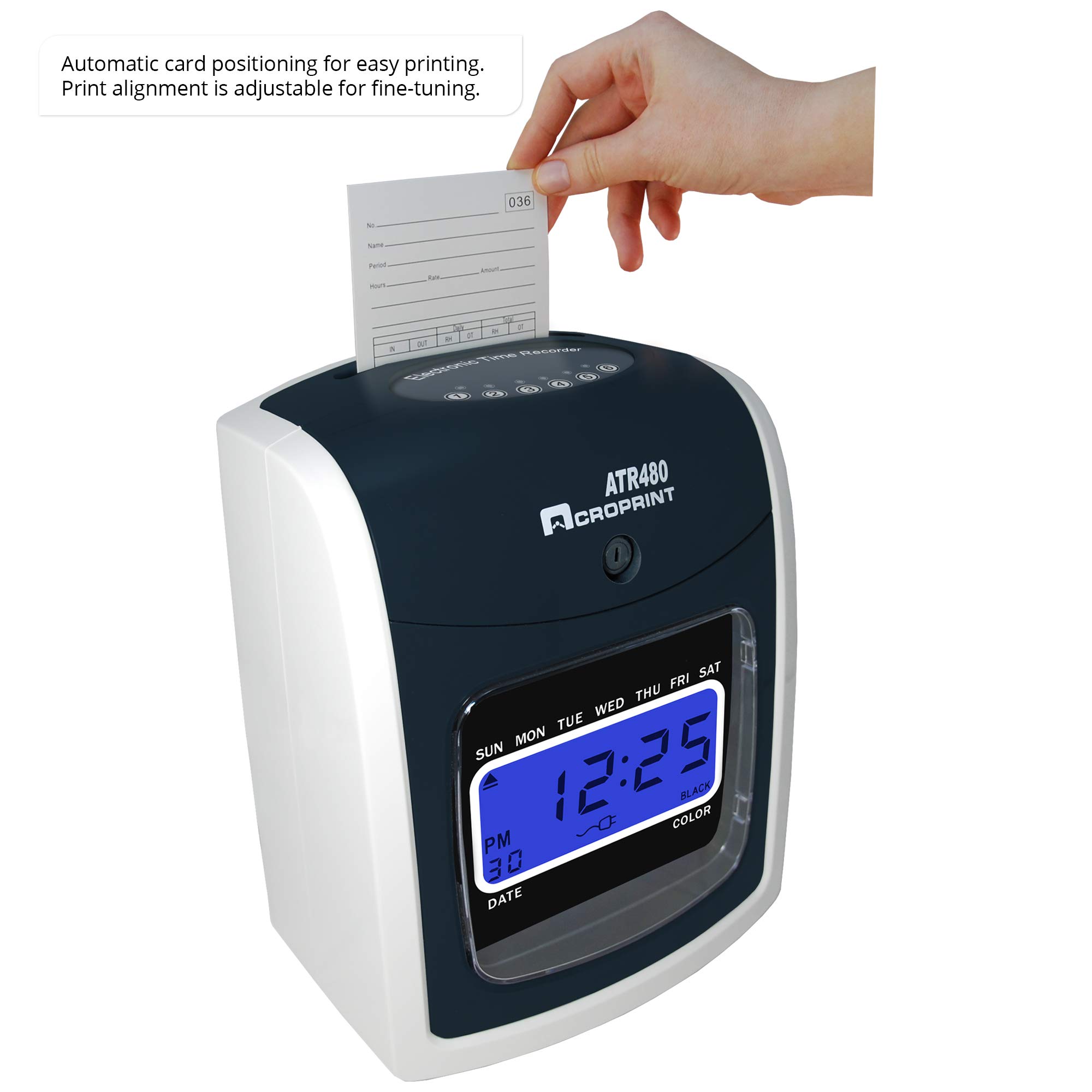 Acroprint ATR480 Totalizing Time Clock Machine - Automatic Employee Attendance Recorder for Small Business with Cards & Ribbon | Perfect for Office, Retail & Warehouse Time Tracking