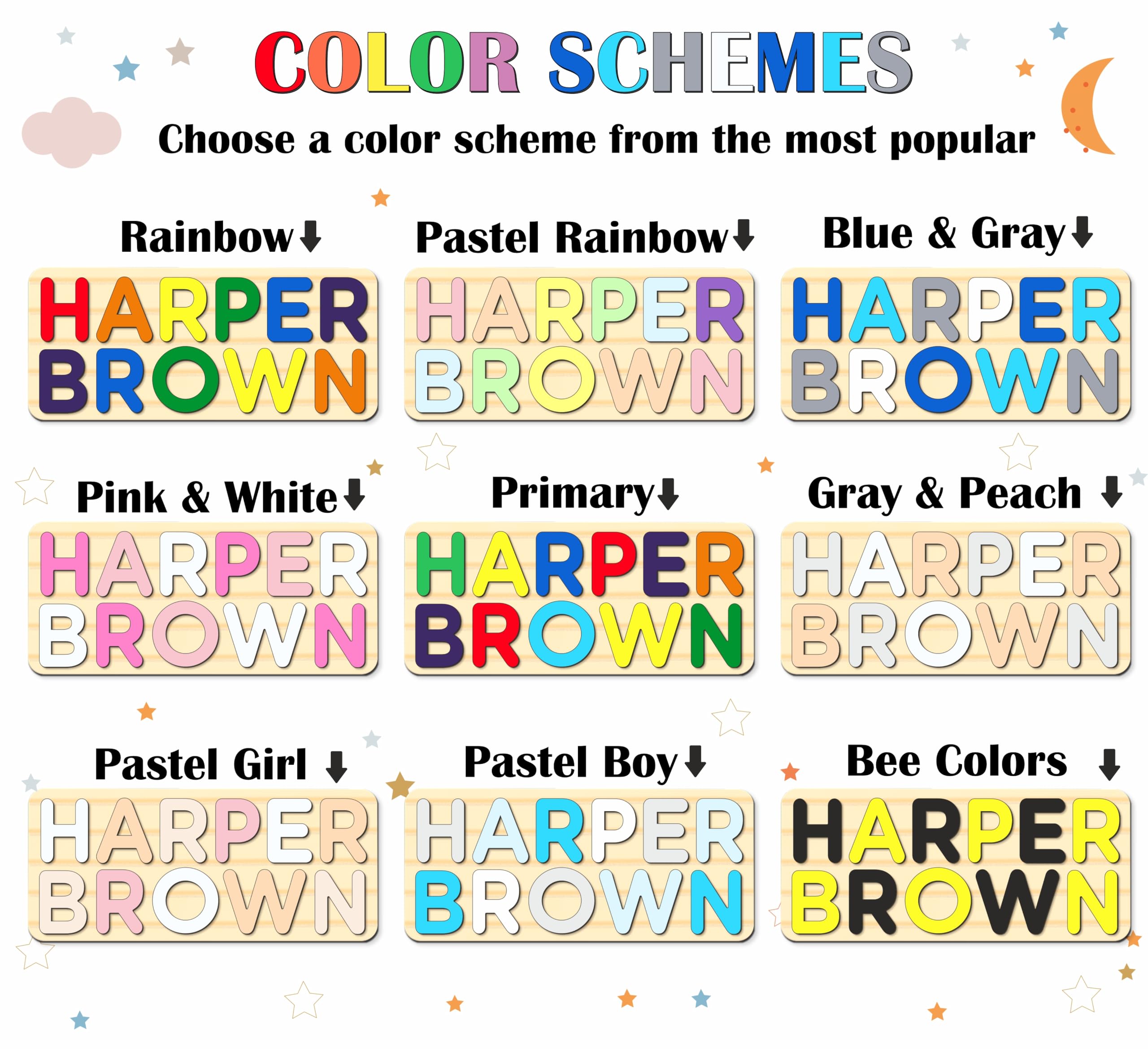 Personalized Wooden Name Puzzle for Kids - Custom Baby Name Learning Toy for Toddlers - First Christmas & 1st Birthday Gift - Educational Wooden Puzzle for Early Childhood Development - Perfect for Nursery Decor, Baby Shower Gift & Montessori Learning Activities