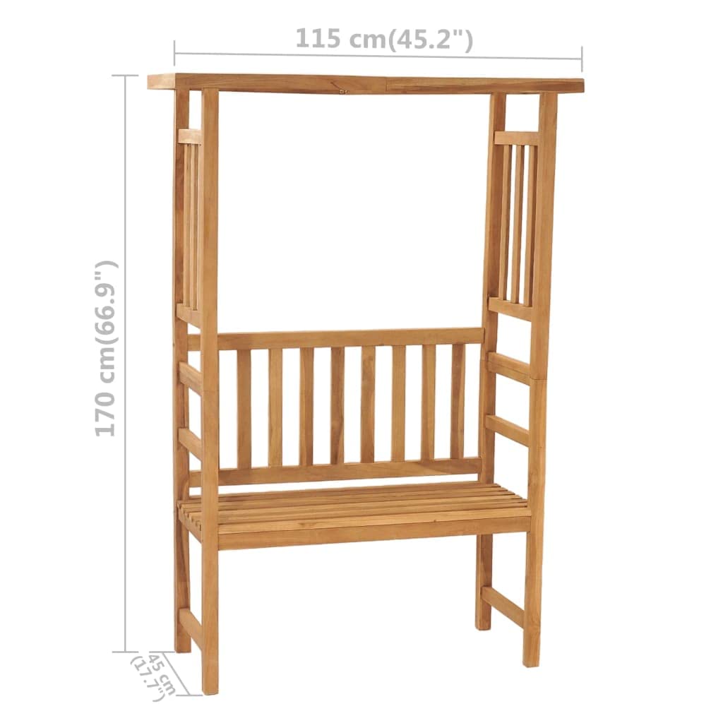Premium Solid Teak Wood Patio Bench with Pergola - Durable Outdoor Garden Furniture for Backyard, Deck & Patio - Climbing Plant Support, Weather-Resistant, Easy Assembly (45.3