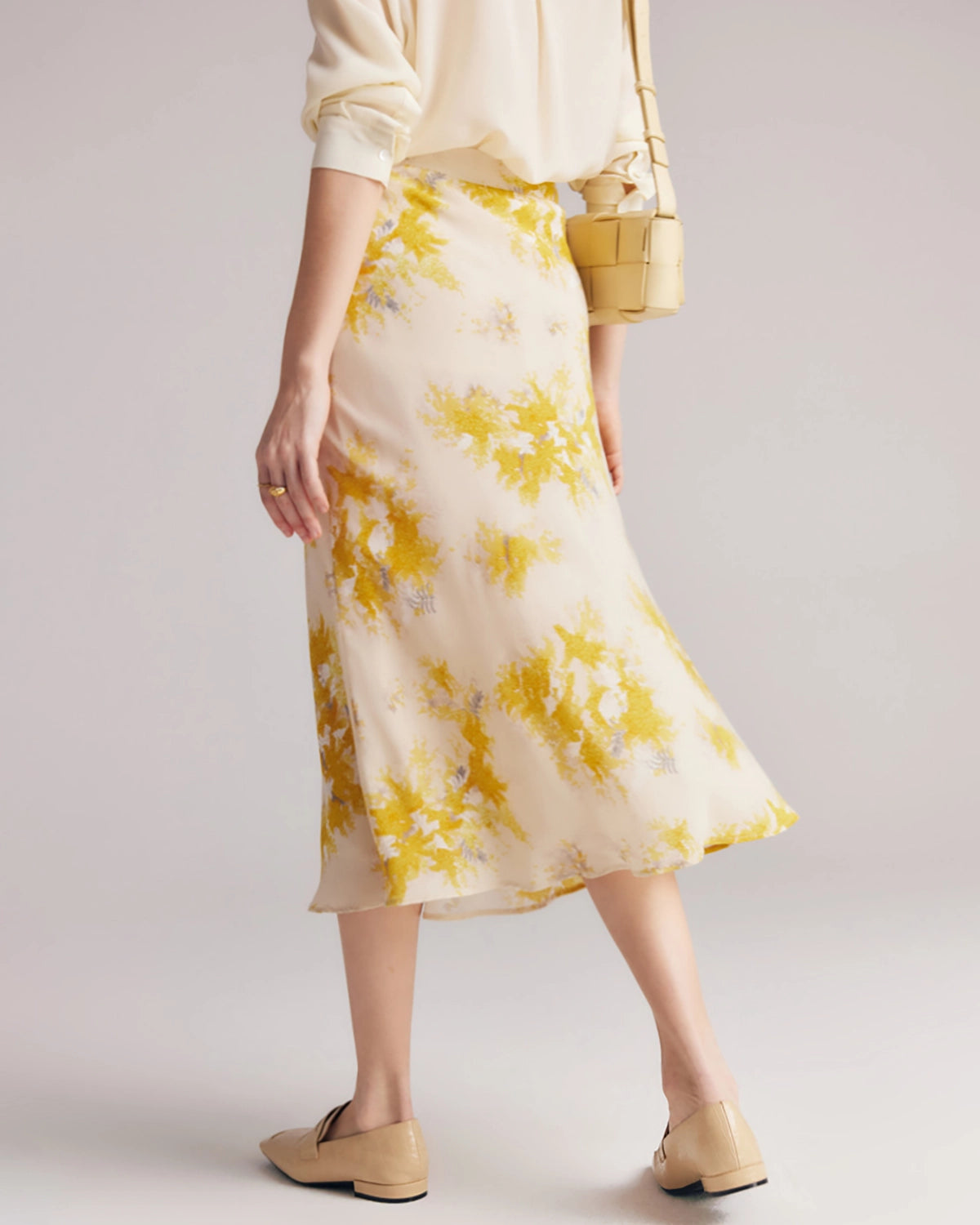 Elegant Floral Print Silk Midi Skirt for Women - Summer Boho Chic Skirt with Pockets - Perfect for Beach Vacations, Date Nights & Office Wear