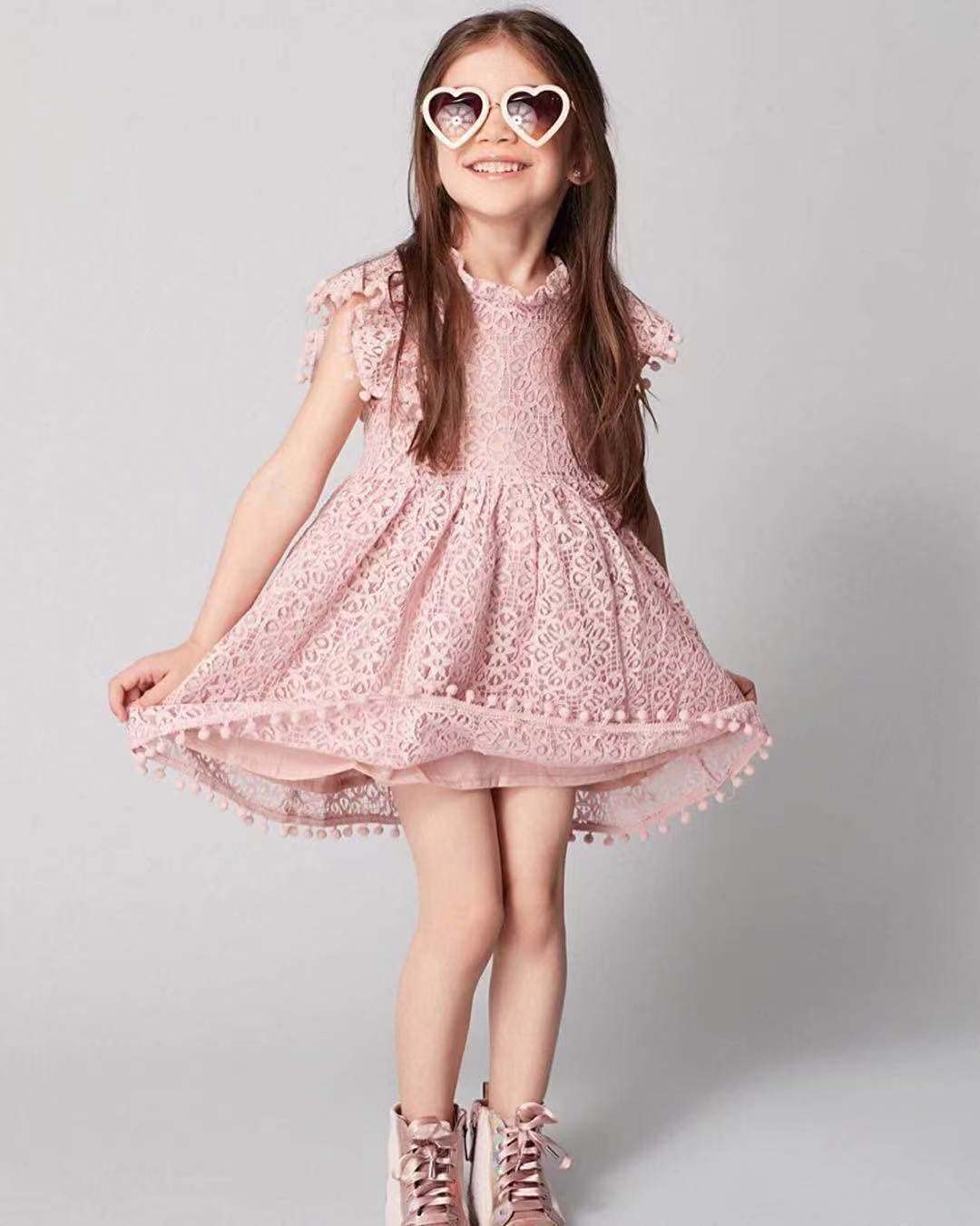 Elegant Lace Baby Girl Dress - Sleeveless Princess Party Dress with Hollow Out Design for Summer | Perfect for Birthday Parties, Photoshoots & Special Occasions