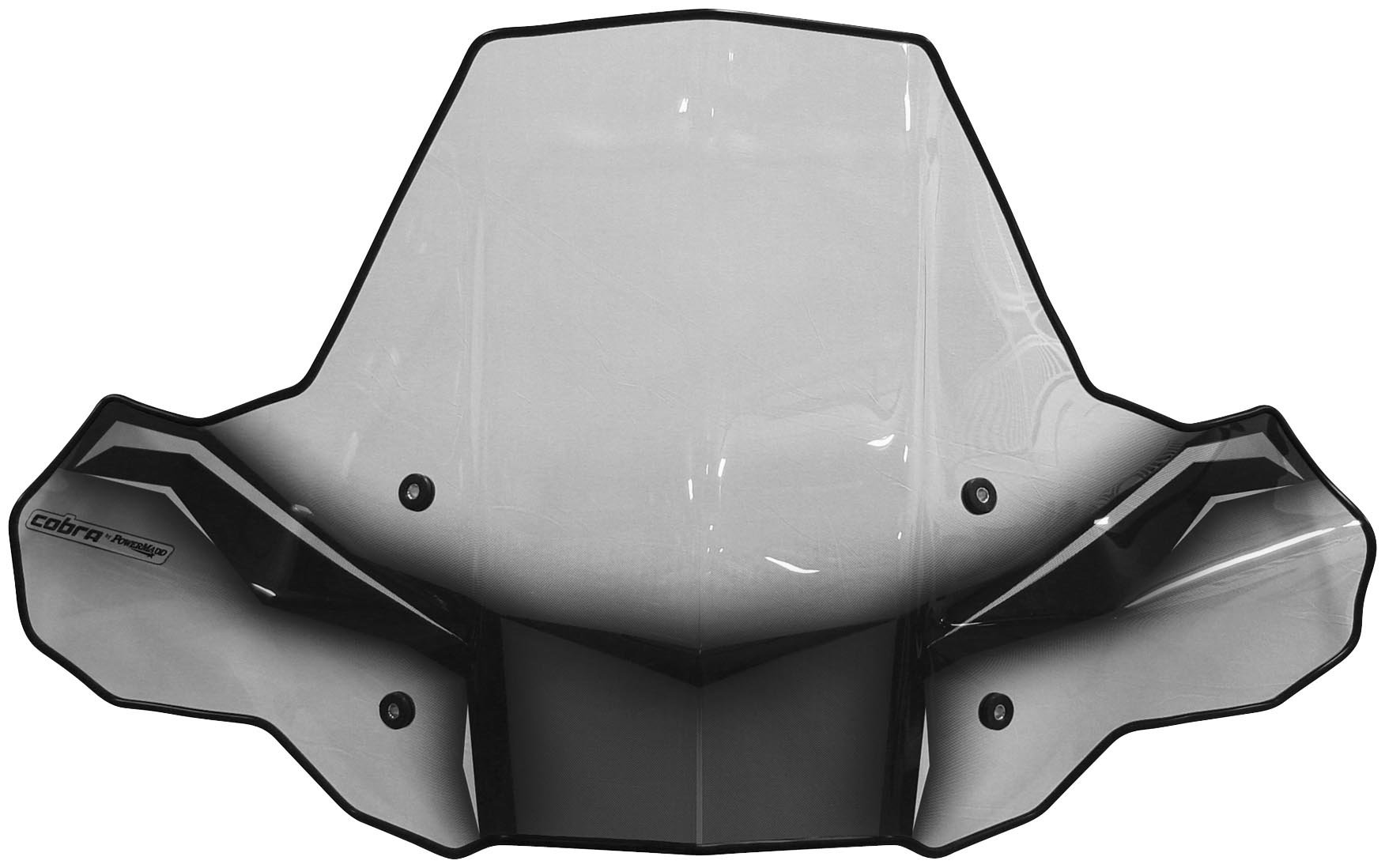 PowerMadd 24570 ProTEK ATV Windshield - Standard Mount, Clear with Black Graphics & Headlight Cut-Out | Durable Protection for Off-Roading, Trail Riding & Mud Adventures
