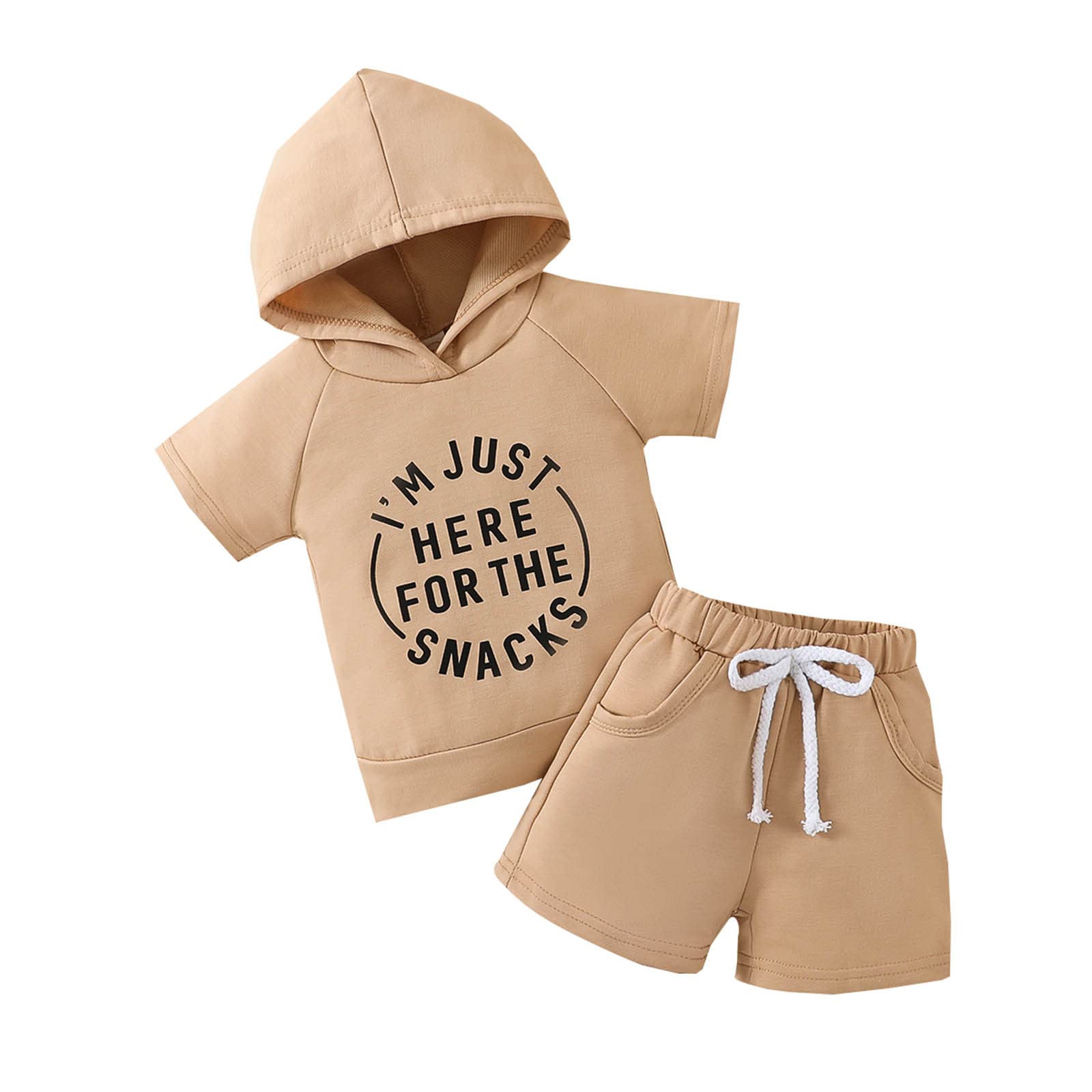 Boys Sports Tracksuit Set - Short Sleeve Hooded T-Shirt & Shorts Outfit for Toddlers - Playtime & Outdoor Activities