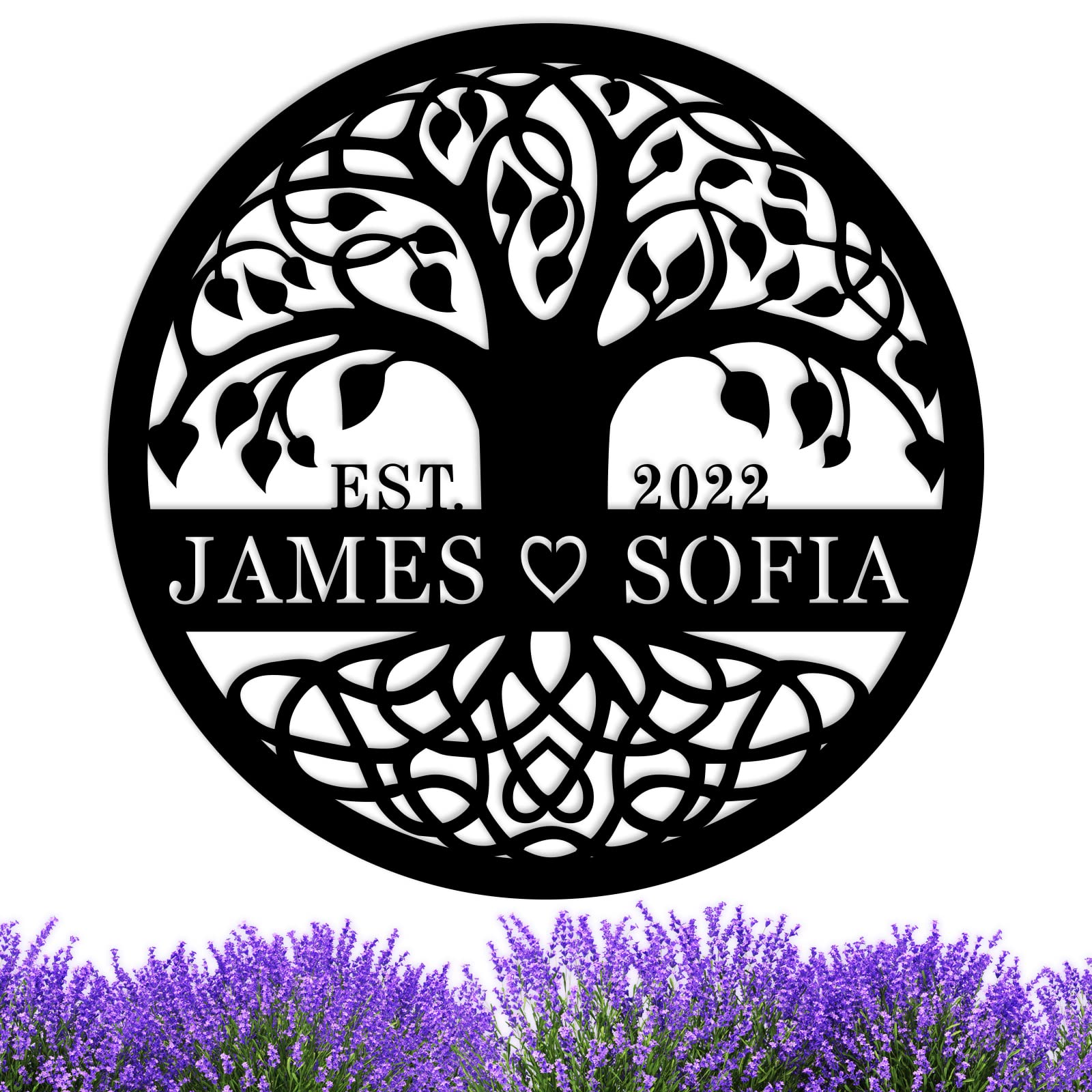 Custom Tree of Life Metal Wall Art - Personalized Metal Sign with Engraved Letters - Rustic Home Decor for Living Room, Bedroom & Outdoor - Unique Housewarming Gift for Wedding, Anniversary & New Home