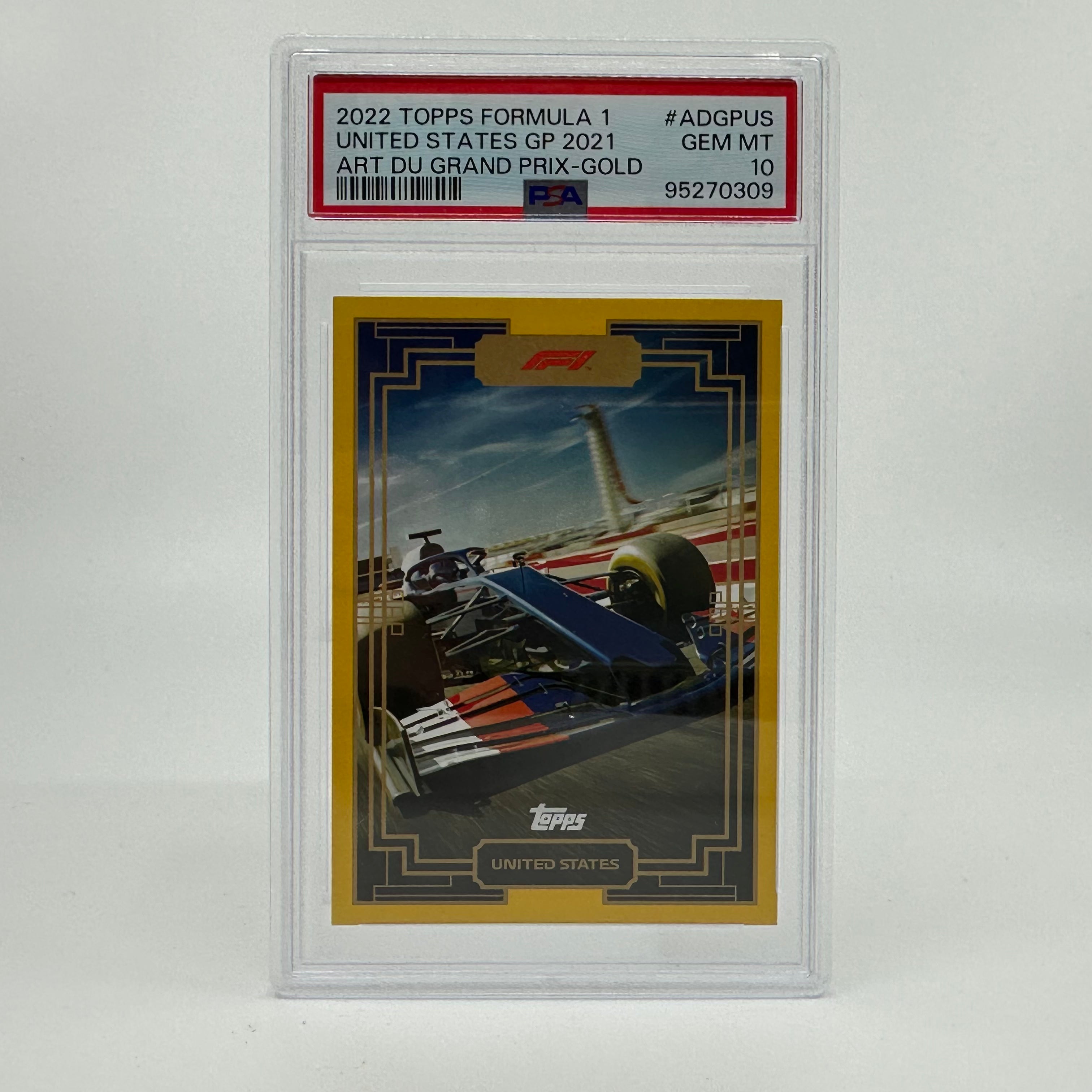 2022 Topps Formula 1 PSA 10 Art Du Grand Prix #ADGPUS Gold Card 16/50 - Rare Collectible for F1 Fans, Racing Memorabilia Display & Investment