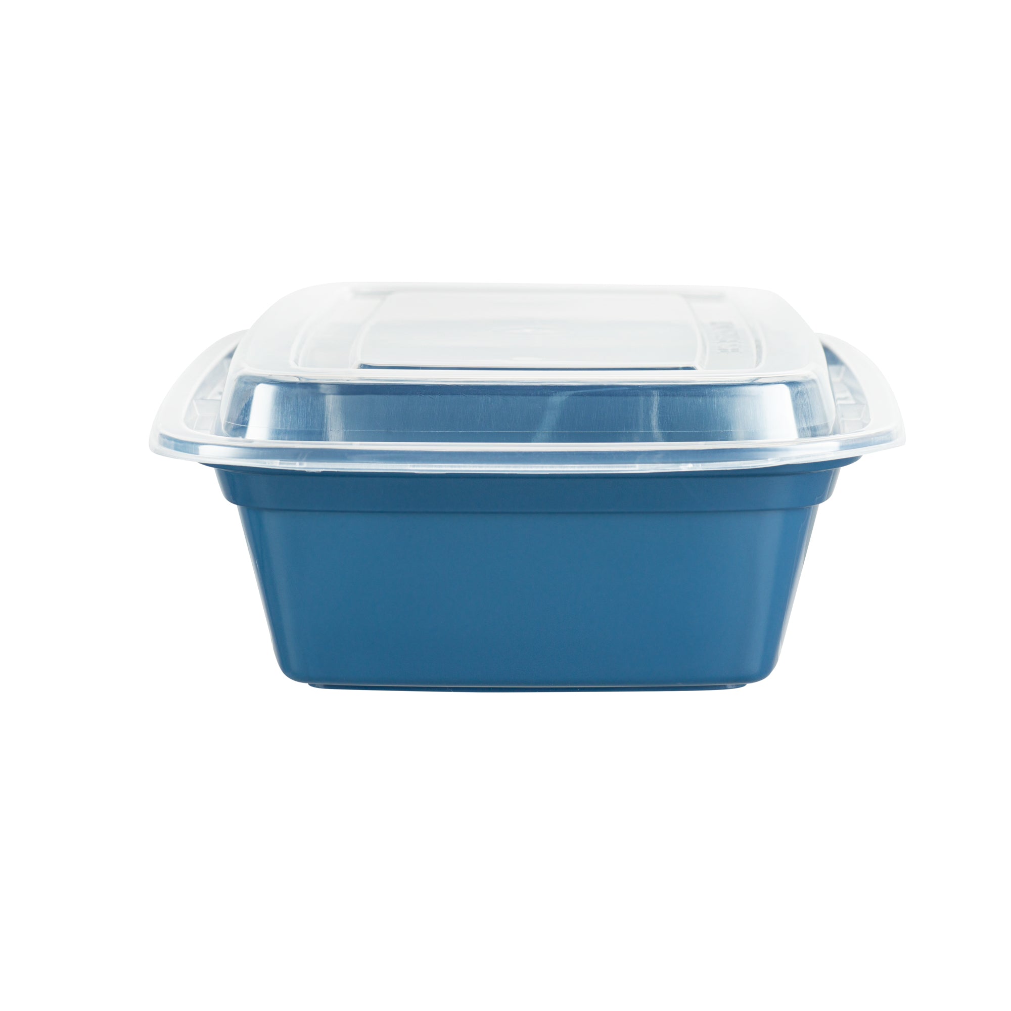 38 oz Rectangle Midnight Blue Plastic To Go Containers with Clear Lids - 100 Pack (8.75
