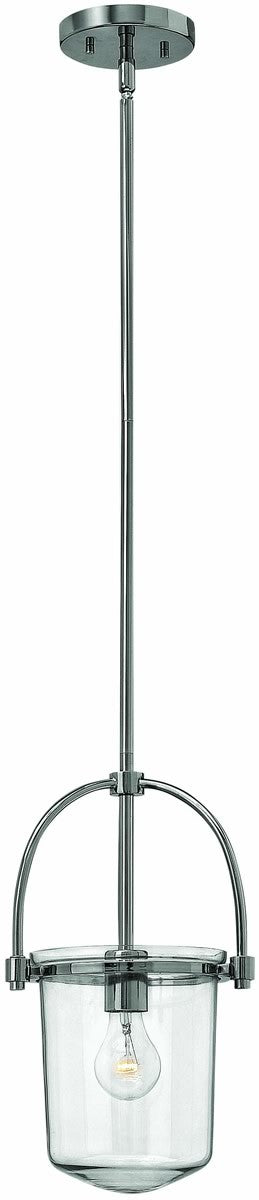 10W Clancy Single Light Chandelier in Polished Nickel - Perfect for Dining Room, Bedroom, or Entryway Lighting