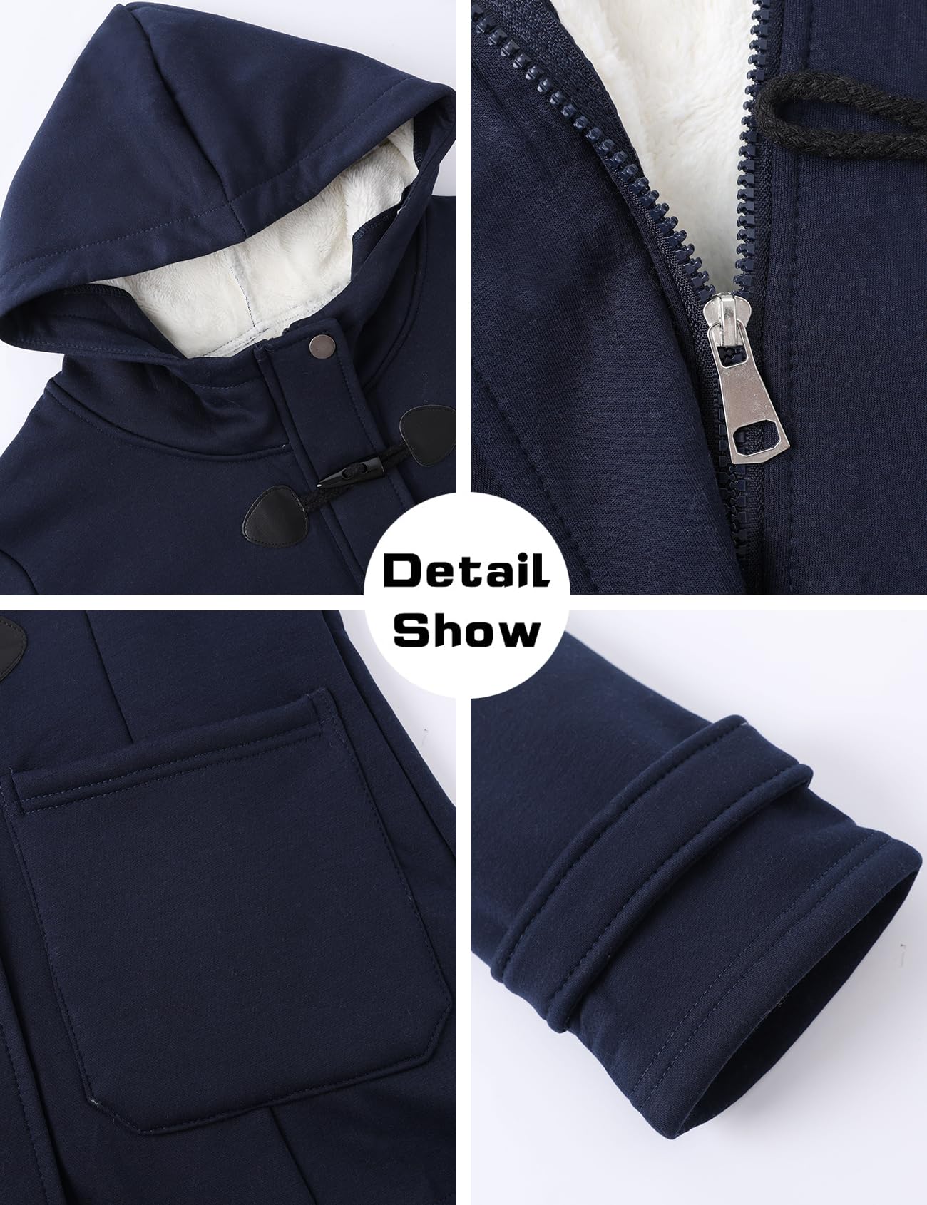 Women's Sherpa Lined Winter Jacket - Warm Fleece Hooded Duffle Coat with Toggle Closure | Cozy Outerwear for Cold Weather, Snow Activities & Casual Wear