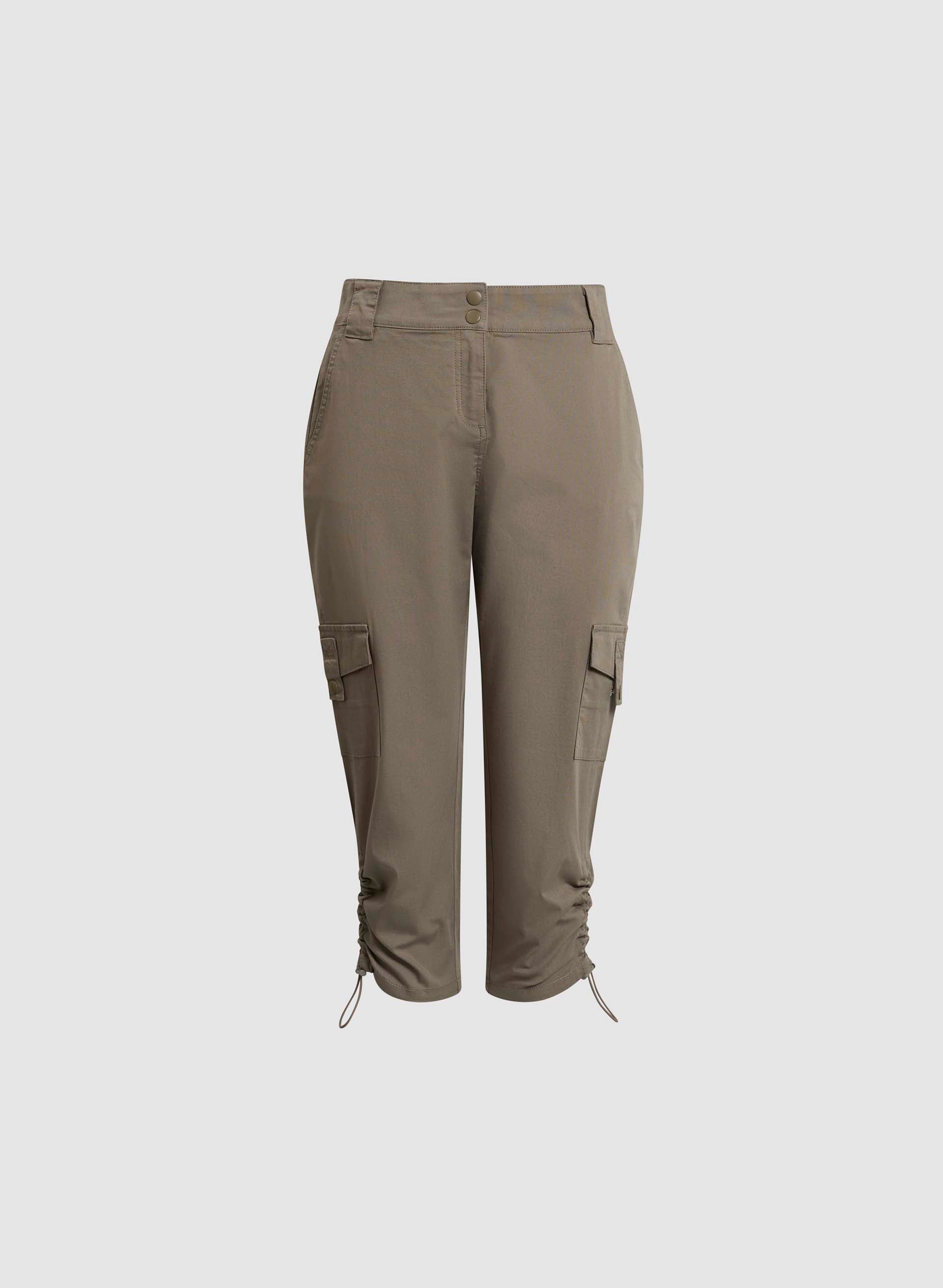 Women's Cropped Drawstring Hem Cargo Pants - High Waist Casual Joggers for Outdoor Hiking, Travel & Streetwear Fashion