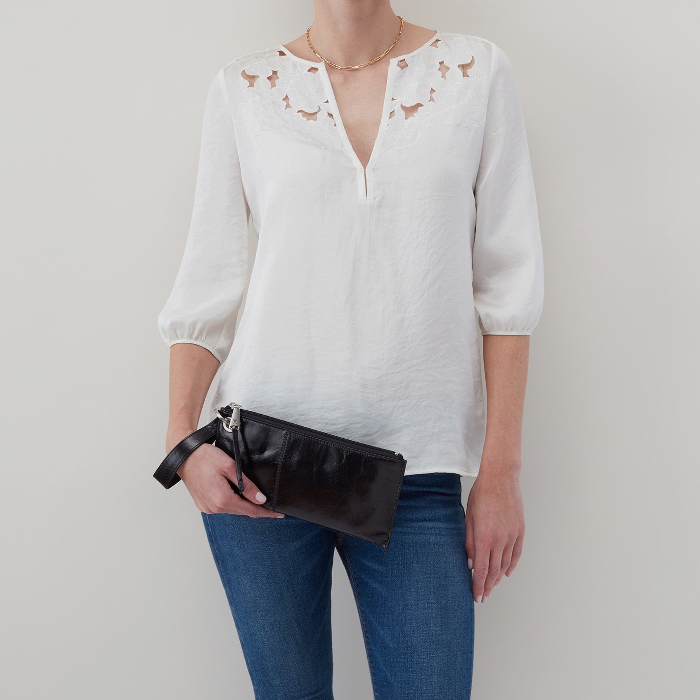 Vida Polished Leather Wristlet - Blue Stone Crossbody Clutch for Women | Perfect for Evening Parties, Weddings & Date Nights