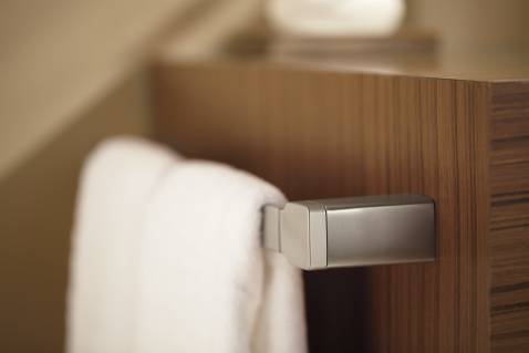 90 Degree 24-Inch Brushed Nickel Towel Bar by Moen - YB8824BN - Perfect for Bathroom, Kitchen, and Spa Decor