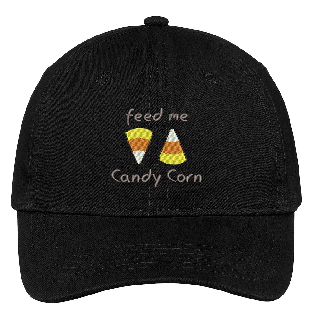 Trendy Feed Me Candy Corn Embroidered Cotton Baseball Cap - Halloween Costume Accessory for Women & Men - Perfect for Trick or Treating, Costume Parties & Fall Festivals