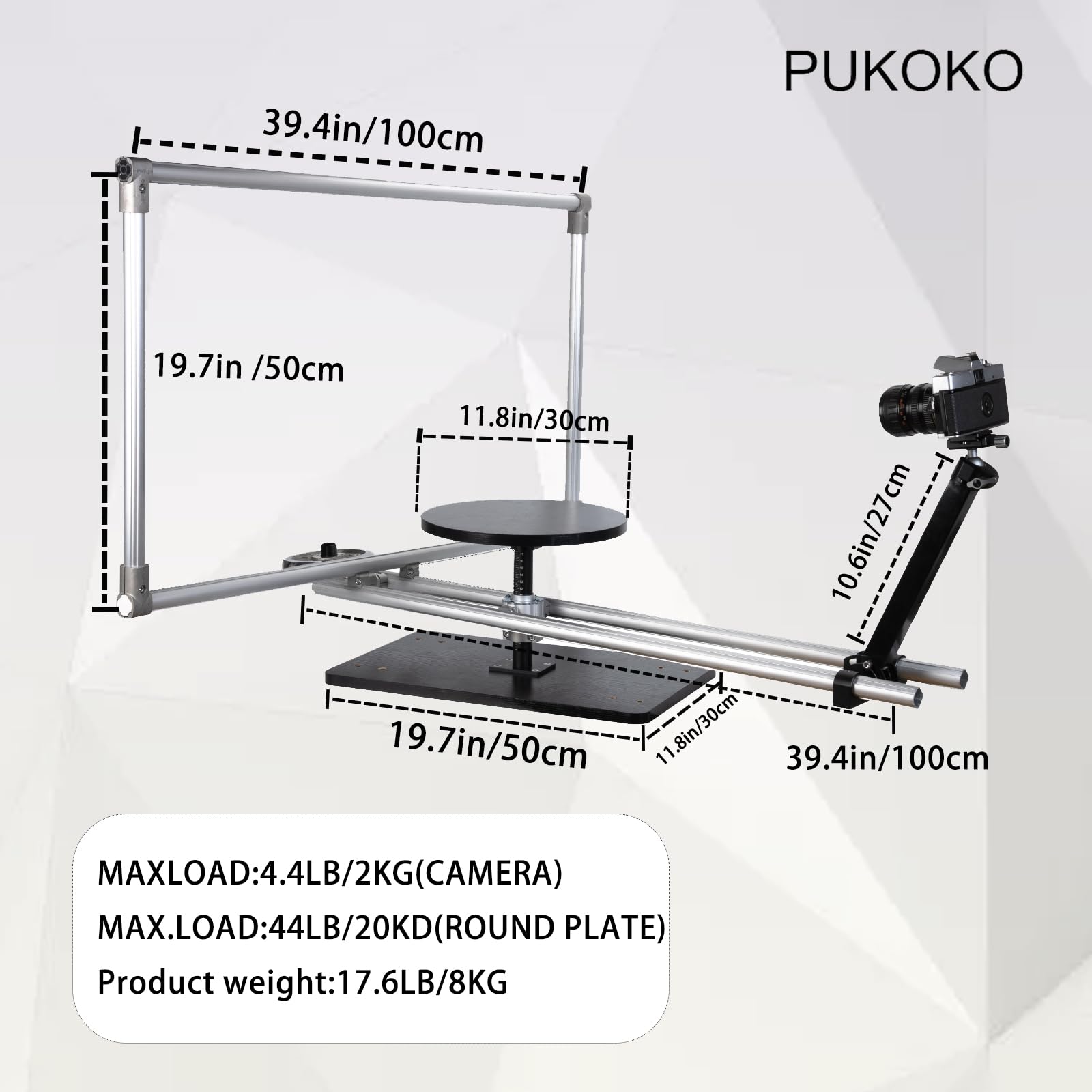 360 Degree Rotating Camera Slider - Professional Photography Turntable for DSLR & Camcorder | 360° Panoramic Shooting Stabilizer | Perfect for Product Photography, Video Blogging & Social Media Content Creation (Basic Package)