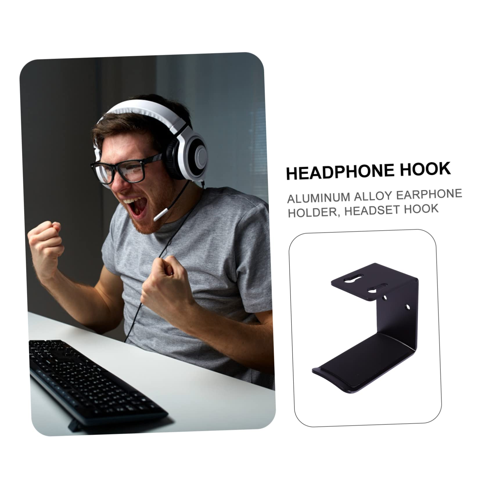 Angoily 3-Pack Aluminum Alloy Headphone Wall Hooks - Space-Saving Headset Bracket & Earphone Hanger for Desk Organization - Perfect for Home Office, Gaming Setup, and Studio Use