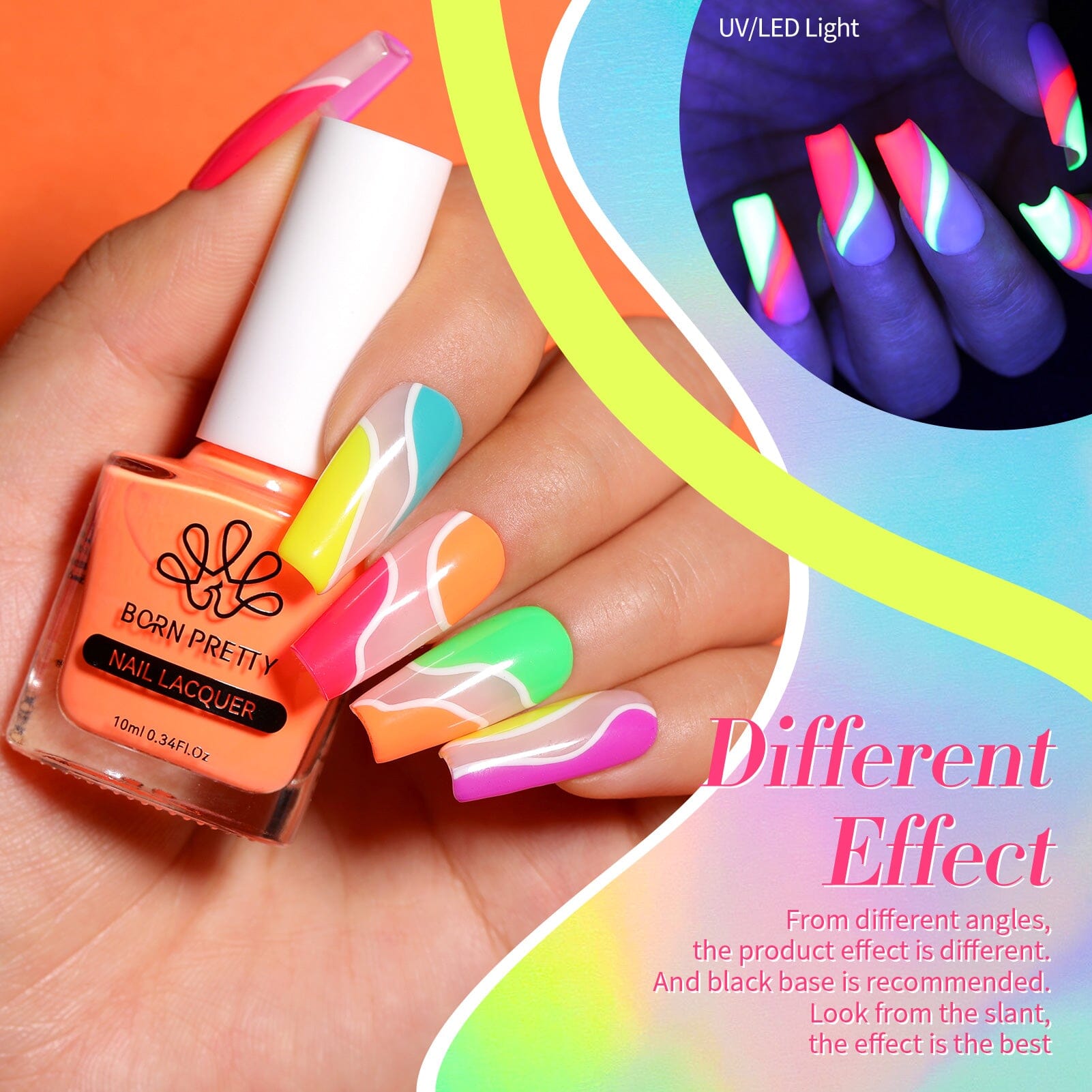 Vibrant Neon Nail Polish Set - 6 Fluorescent Colors (10ml Each) for Party, Summer & Festival Nail Art - USA Shipping Only